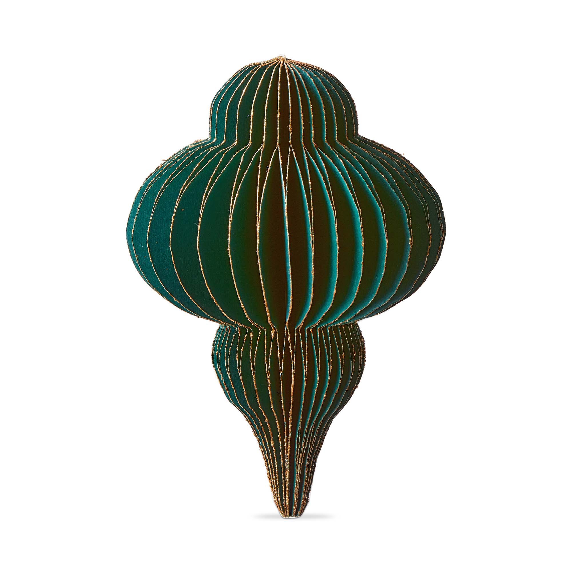Picture of GLIMMER PAPER FINIAL DECOR WIDE GREEN