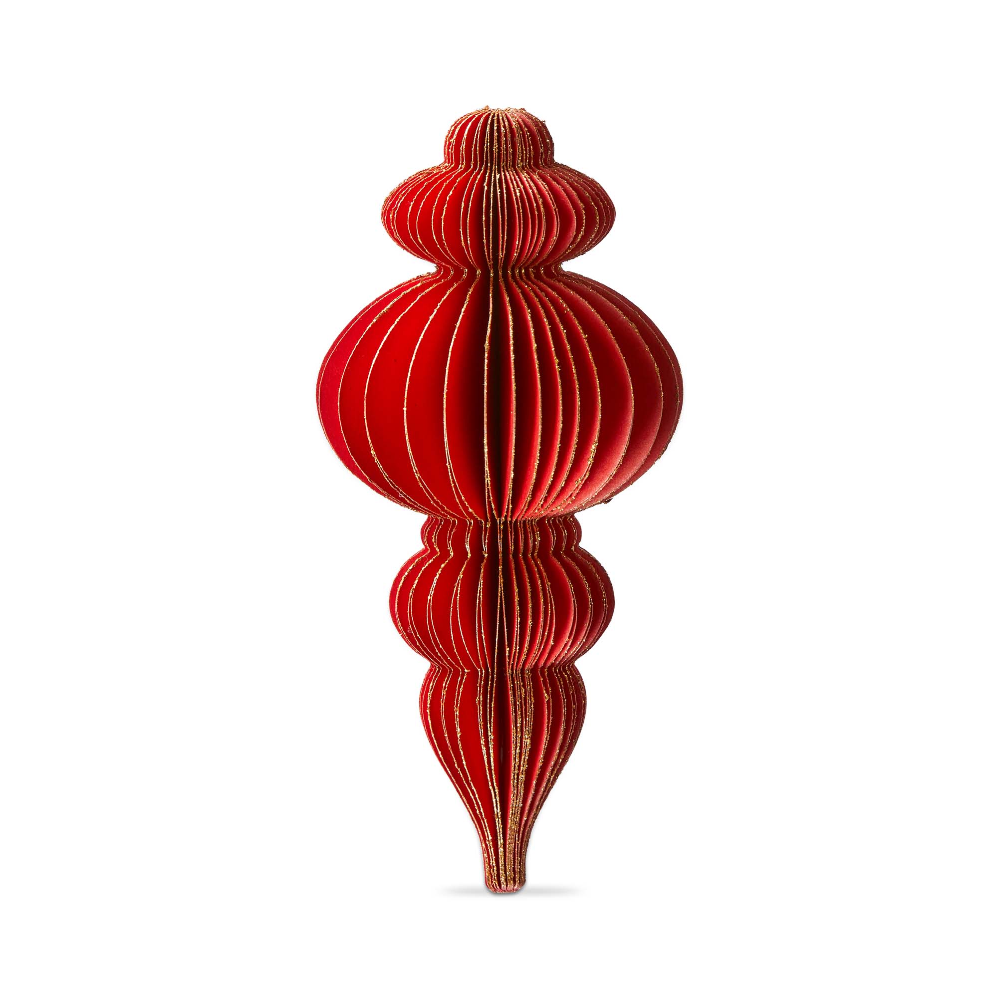 Picture of GLIMMER PAPER FINIAL DECOR TALL RED