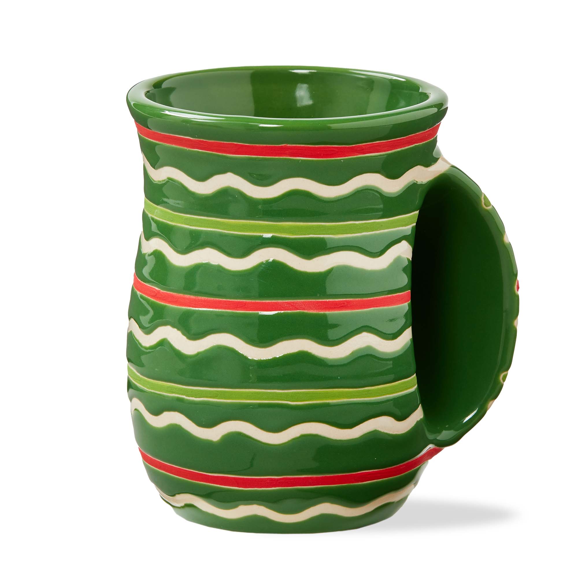 Picture of FESTIVE STRIPE HANDWARMER MUG GREEN MLTI