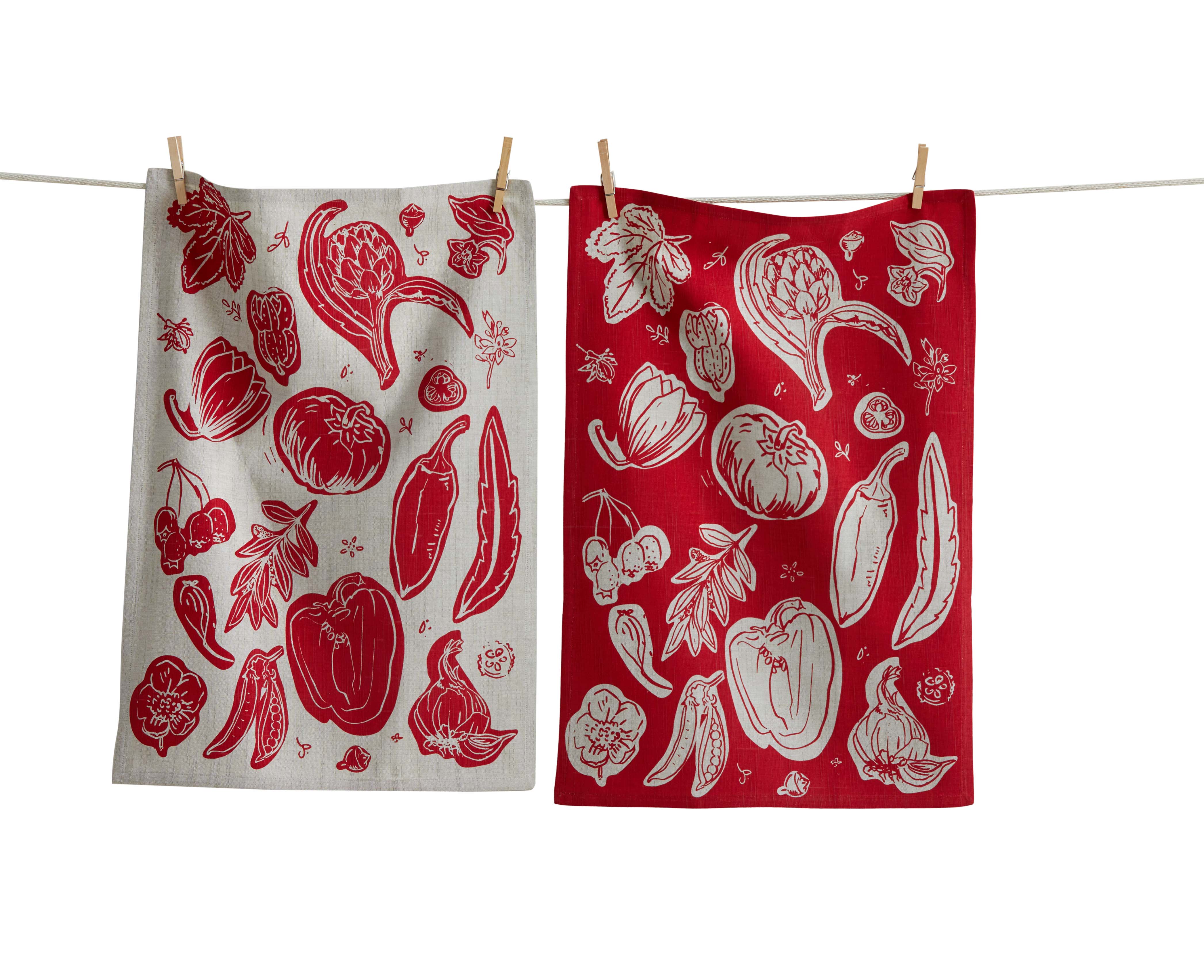Picture of CANYON PRINT VEGGIES DISHTOWEL S/2 RED