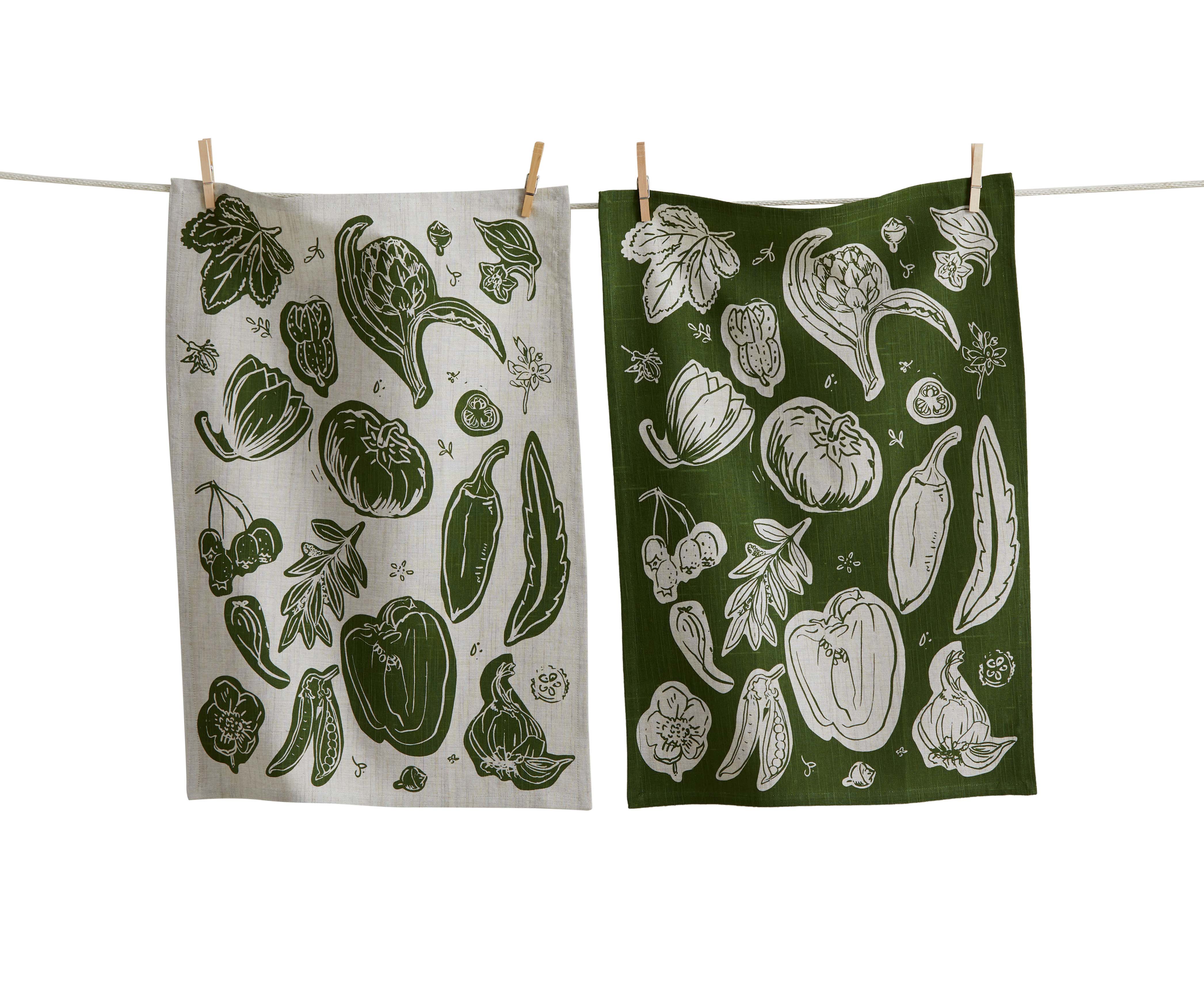 Picture of CANYON PRINT VEGGIES DISHTOWEL S/2 OLIVE