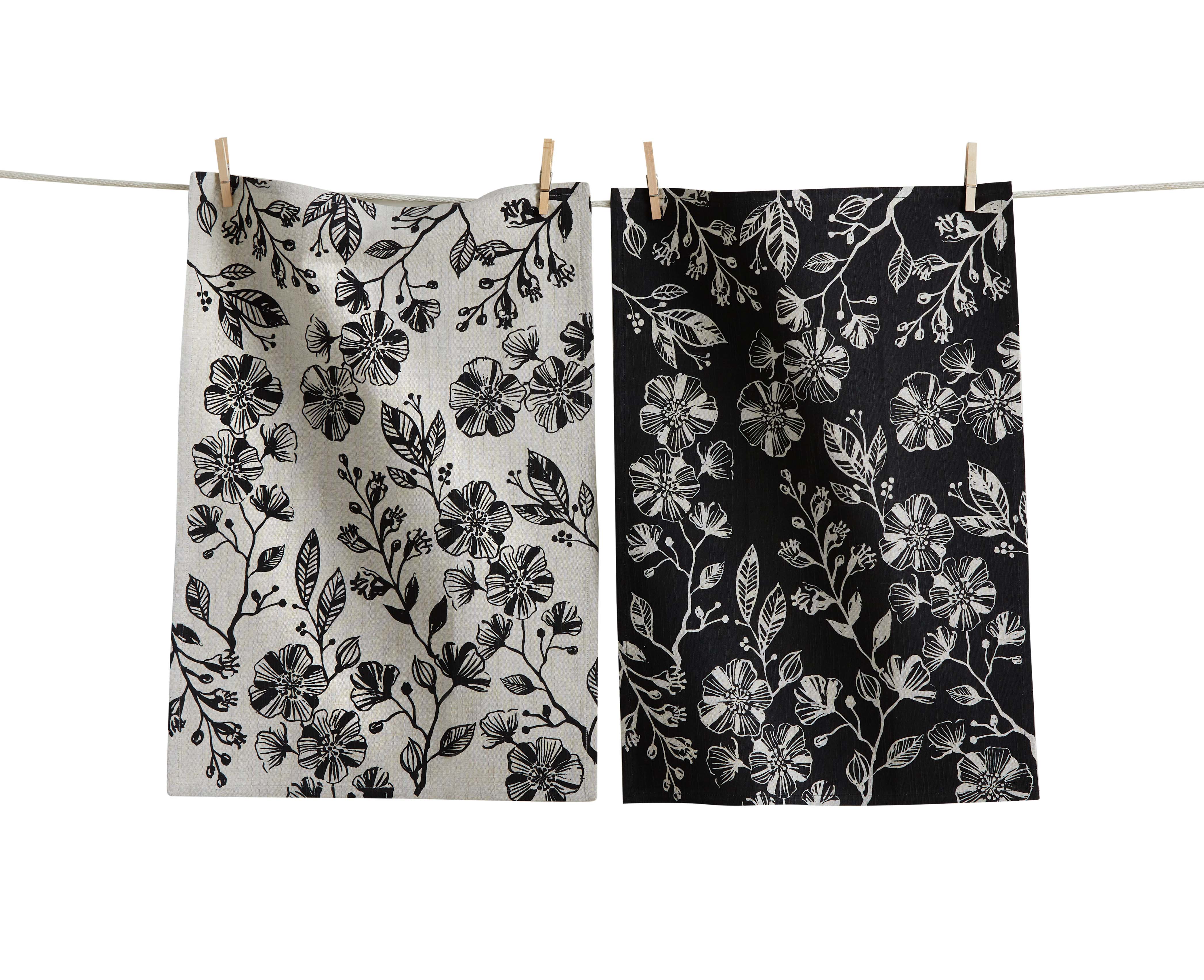 Picture of CANYON PRINT FLORAL DISHTOWEL S/2 BLACK