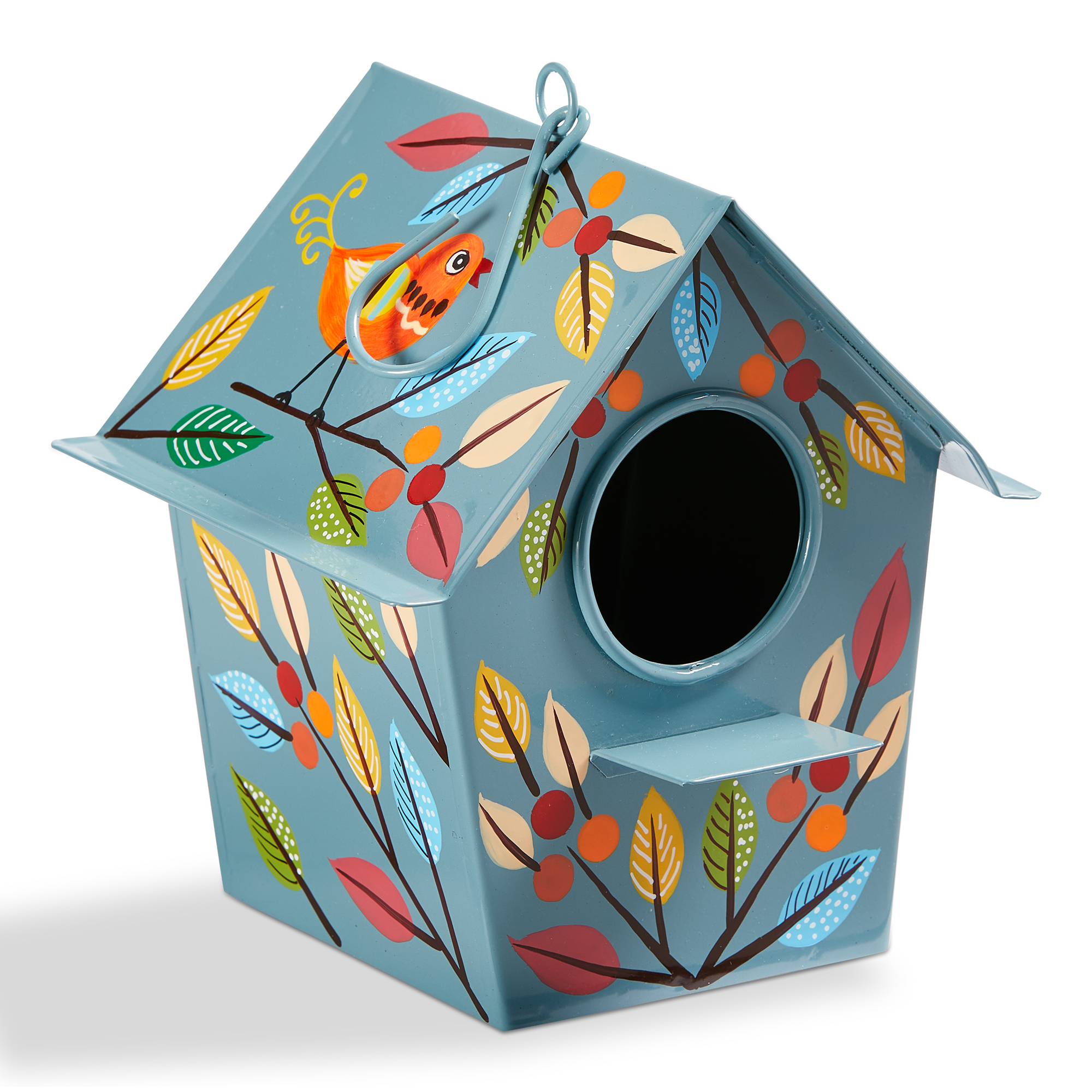 Picture of HAND PAINTED LEAVES BIRD HOUSE
