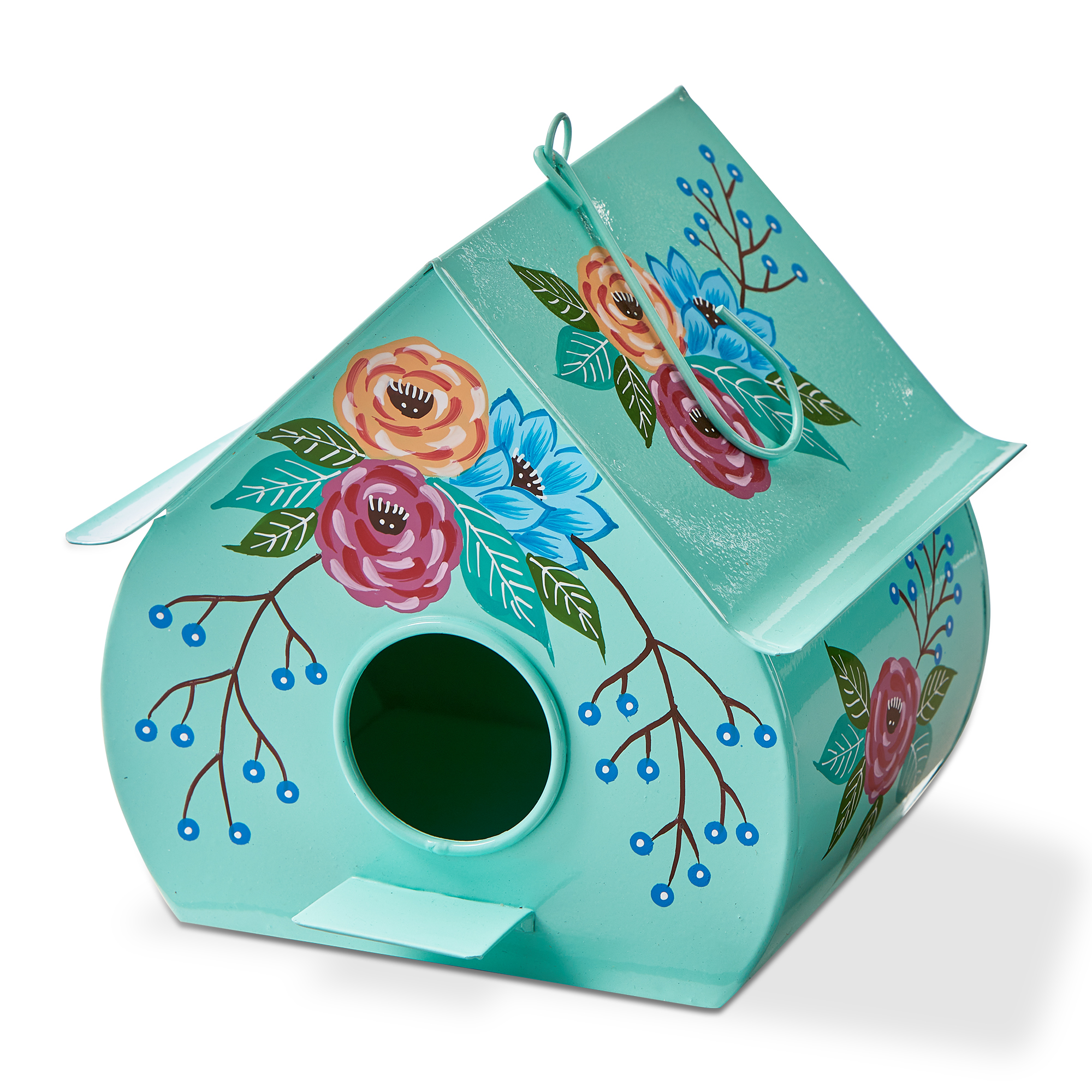 Picture of HAND PAINTED FLOWERS BIRD HOUSE