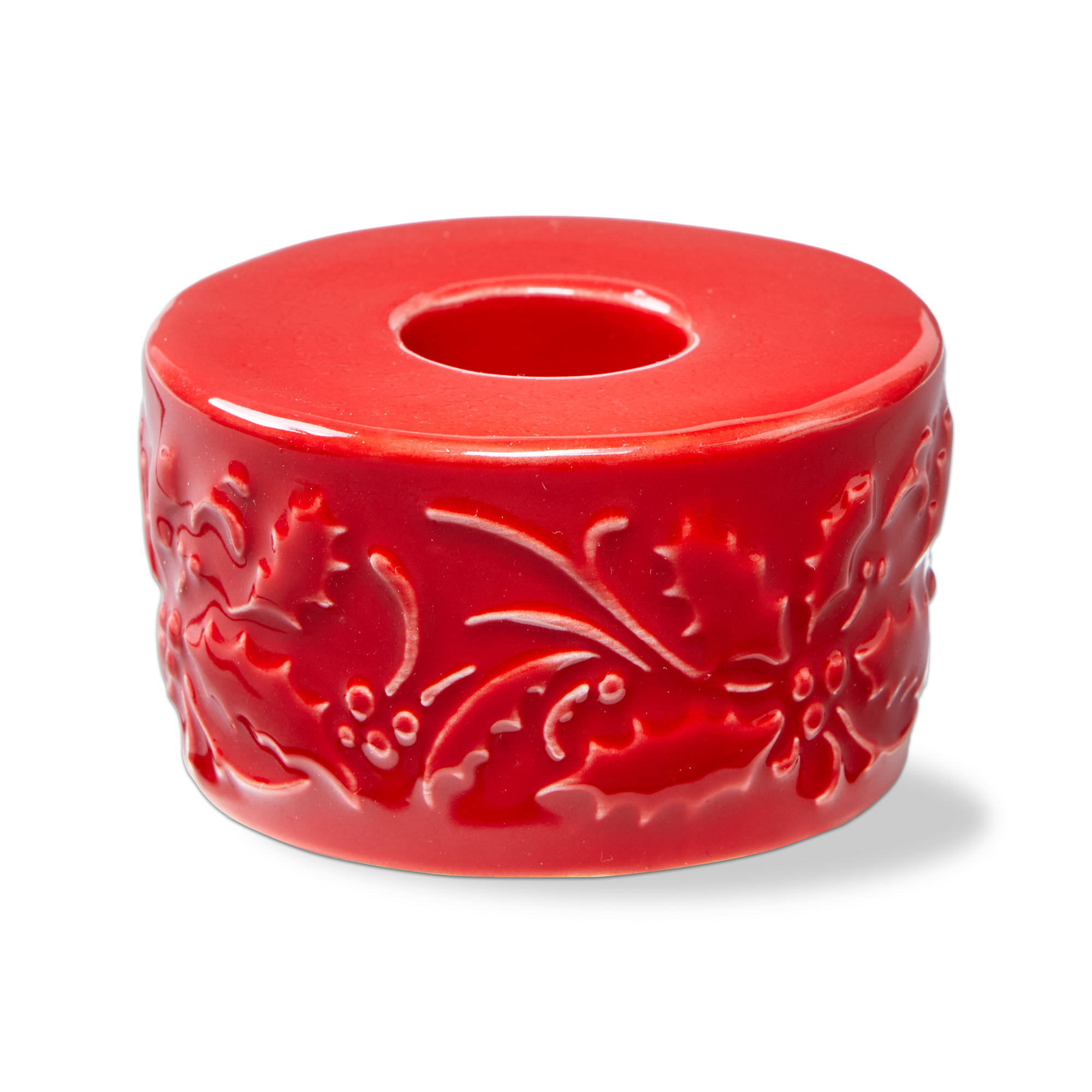 Picture of CHRISTMASTIME CERAMIC TAPER HOLDER RED