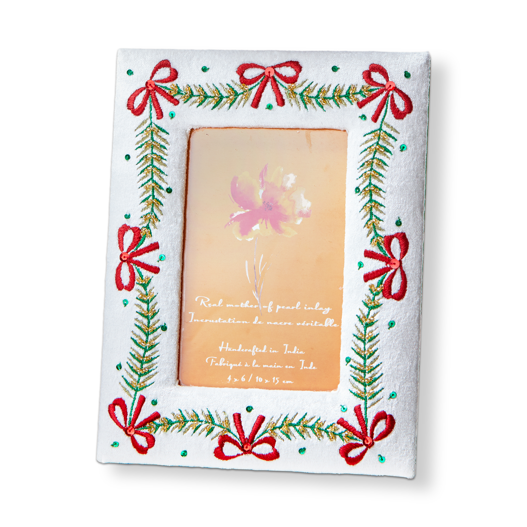 Picture of BOW GARLAND EMBROIDERED PHOTO FRAME 4X6