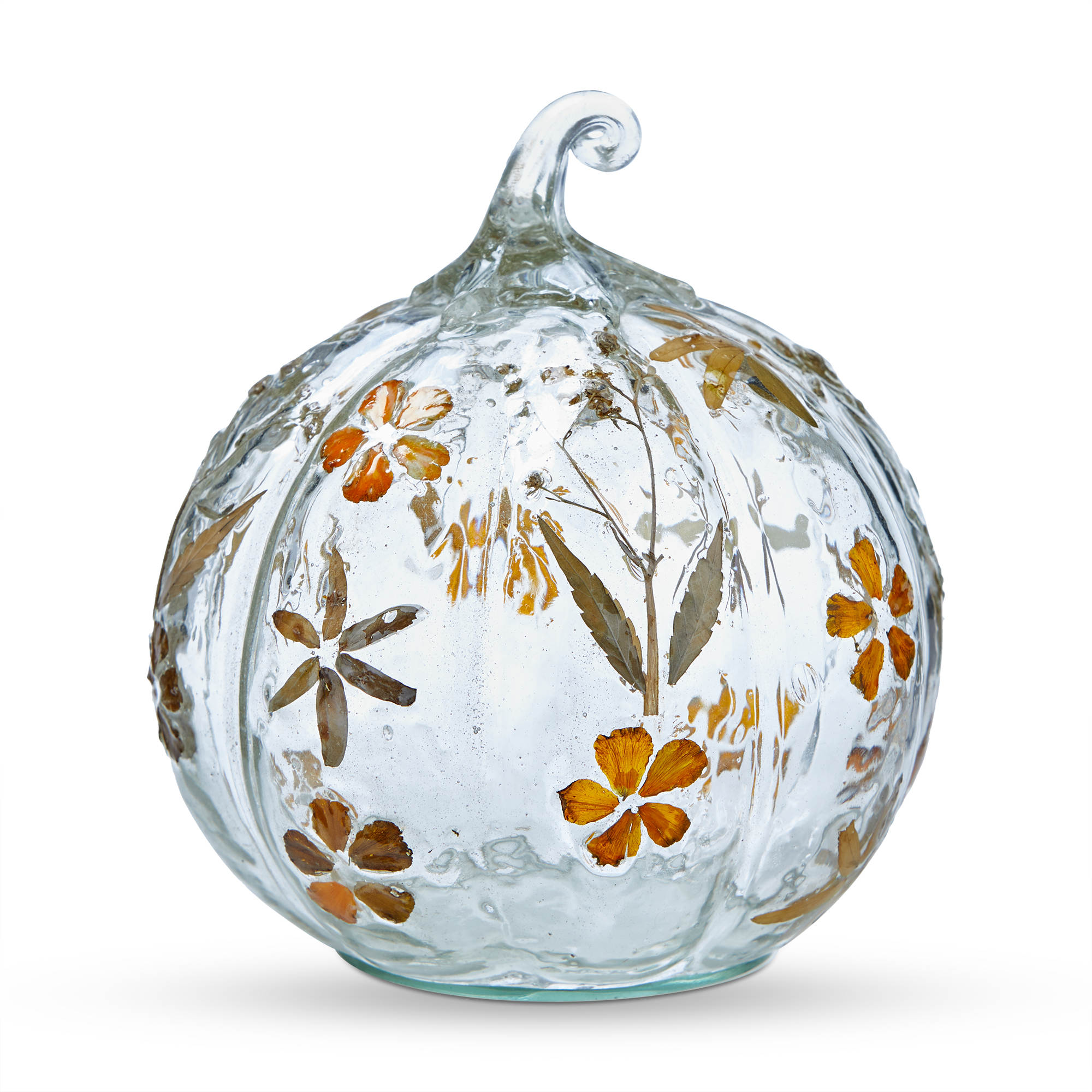 Picture of GLASS FLORAL PUMPKIN DECOR