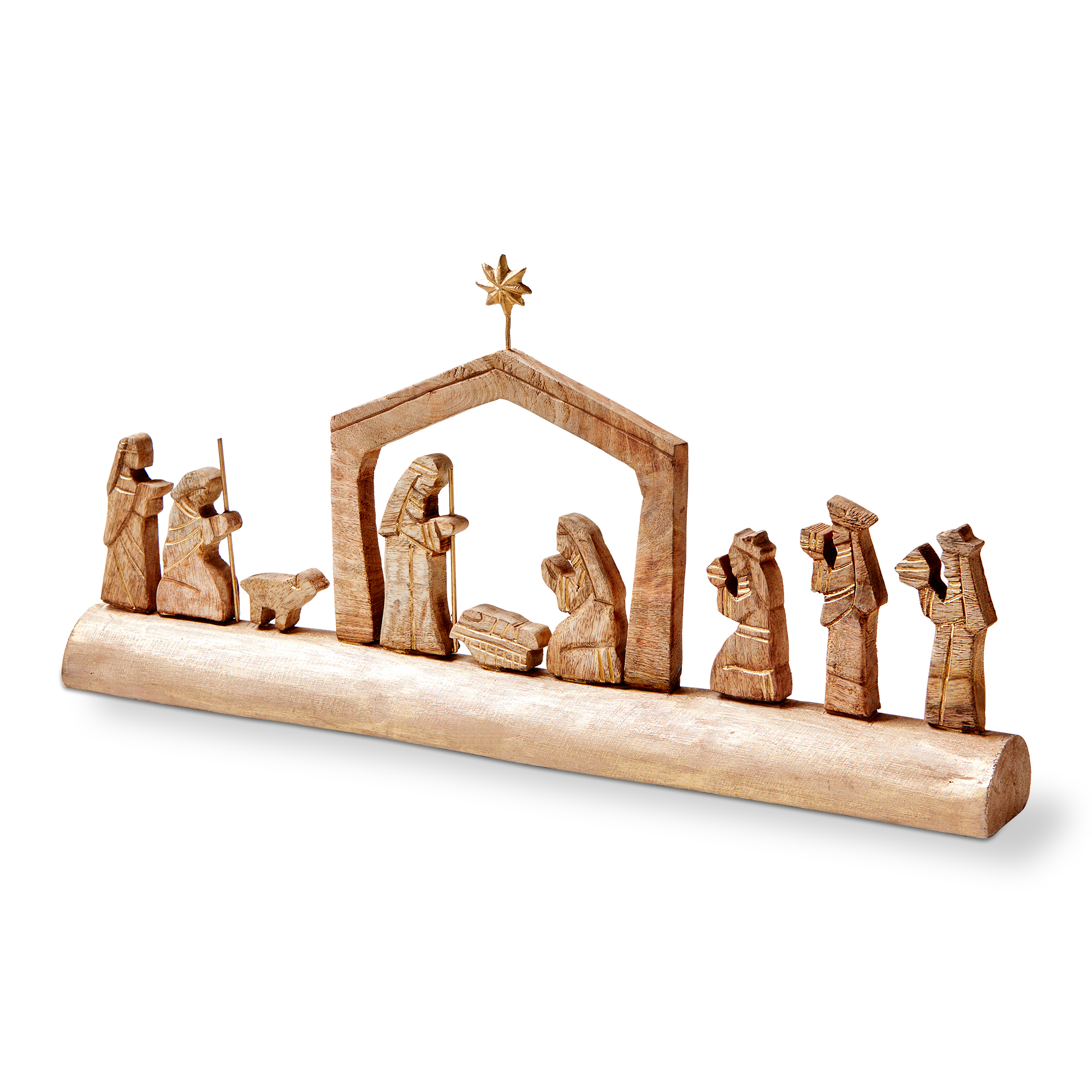 Picture of NATIVITY SCENE ON CARVED WOOD LOG