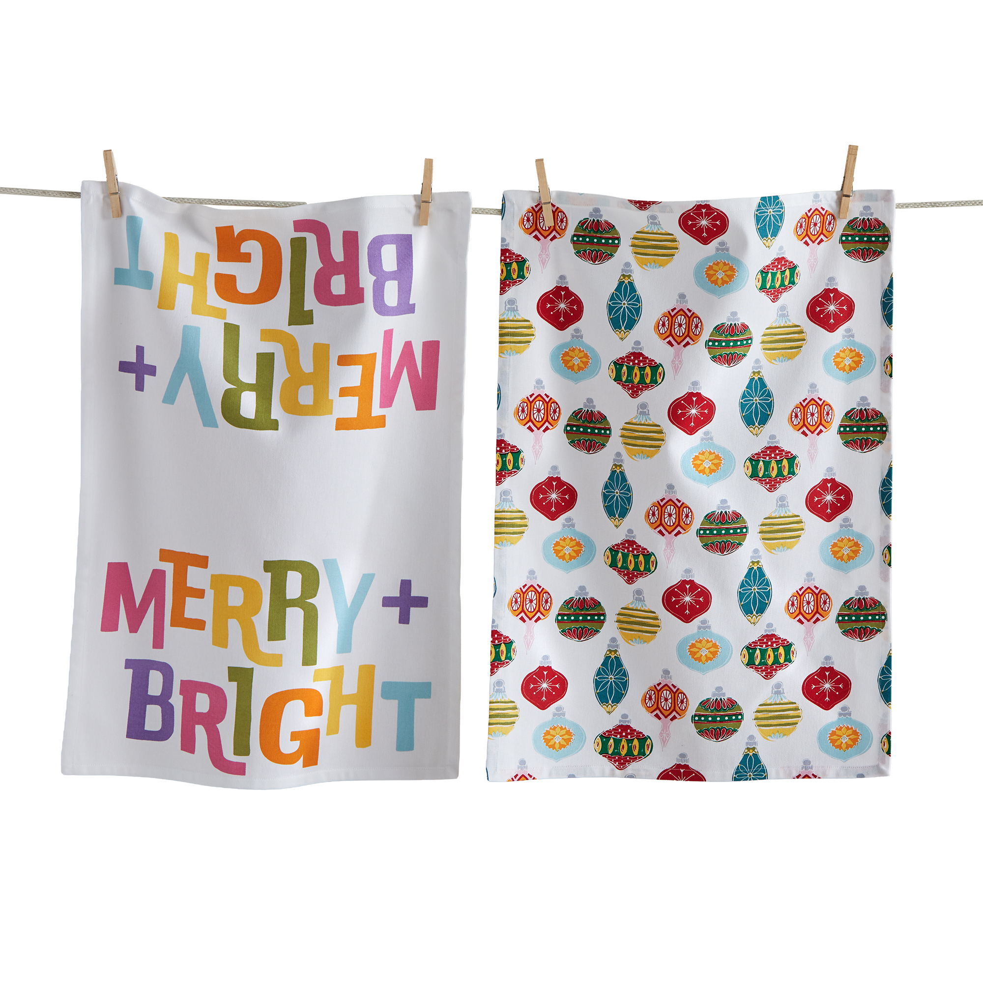 Picture of MERRY & BRIGHT ORNAMENT DISHTOWEL S/2