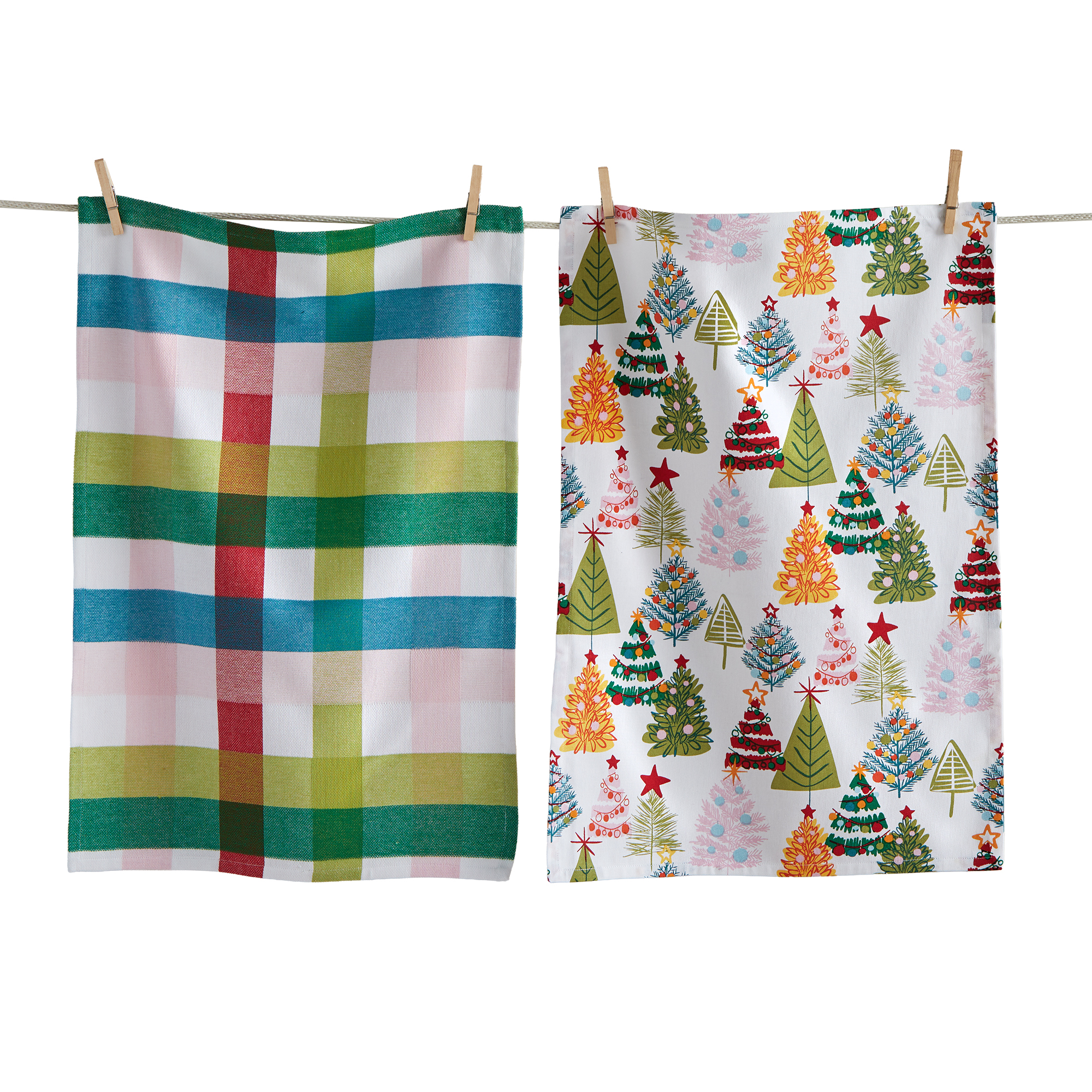 Picture of GROOVY CHRISTMAS TREES DISHTOWEL S/2