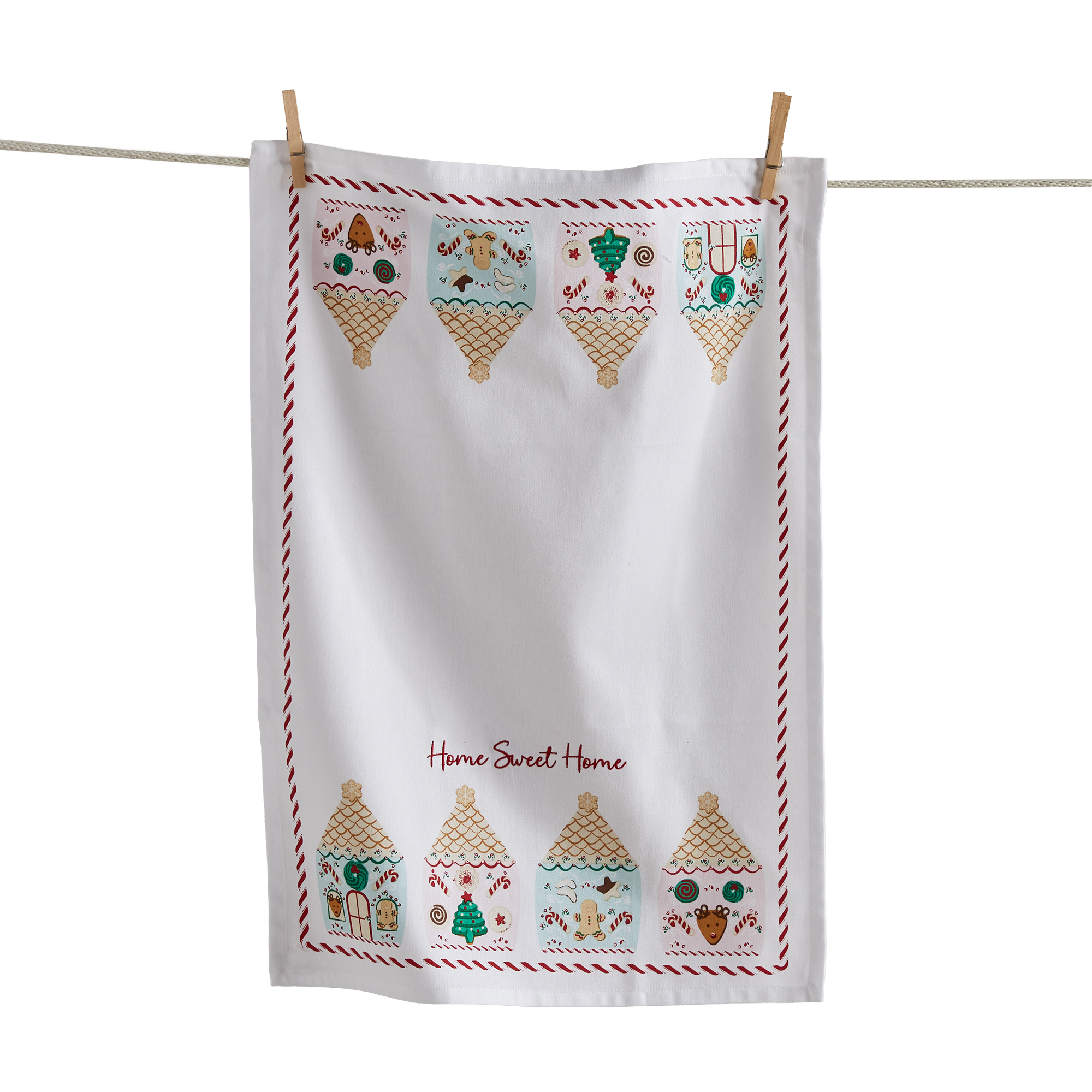 Picture of GINGERBREAD HOUSE EMBROIDERED DISHTOWEL