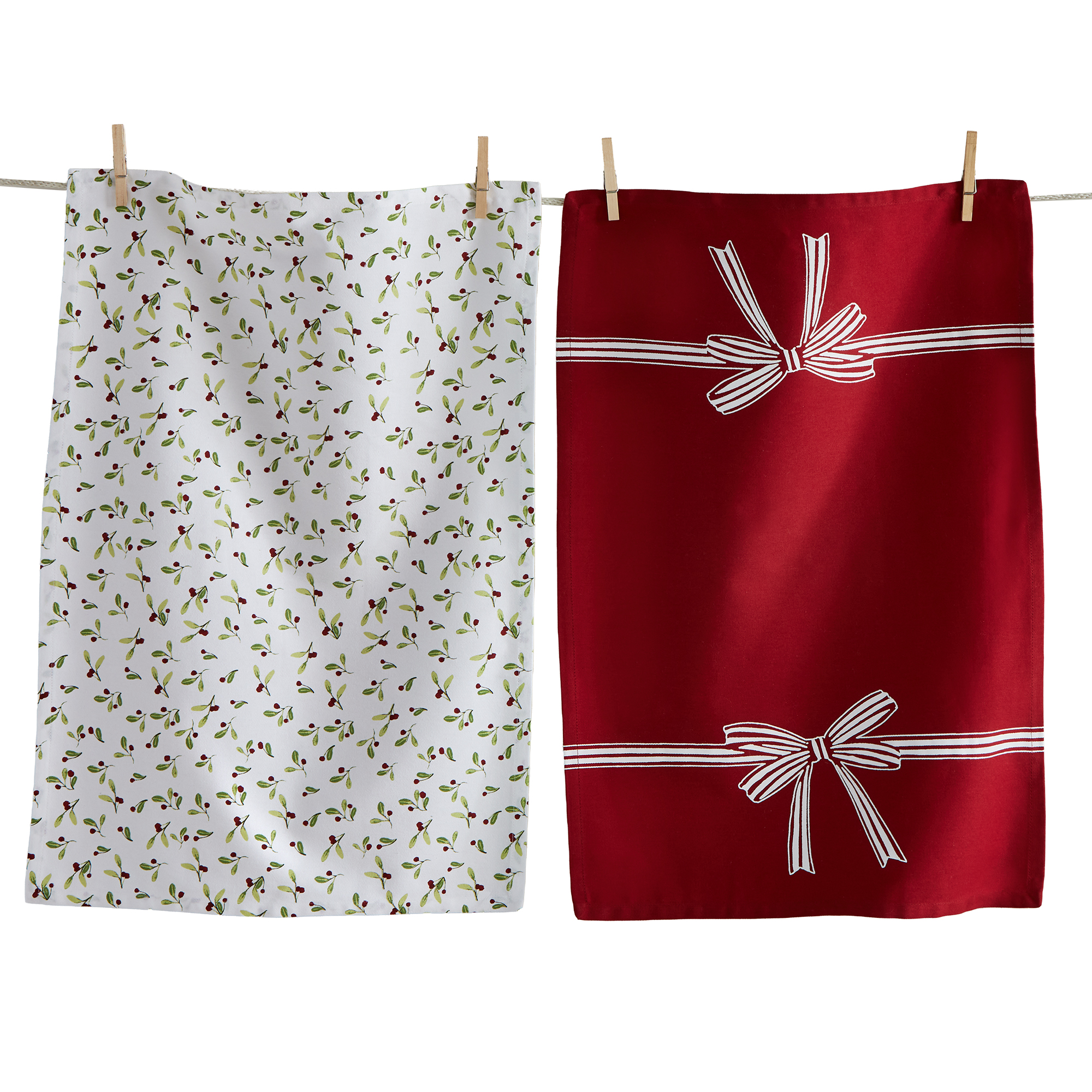 Picture of WINTER BERRIES AND BOW DISHTOWEL S/2