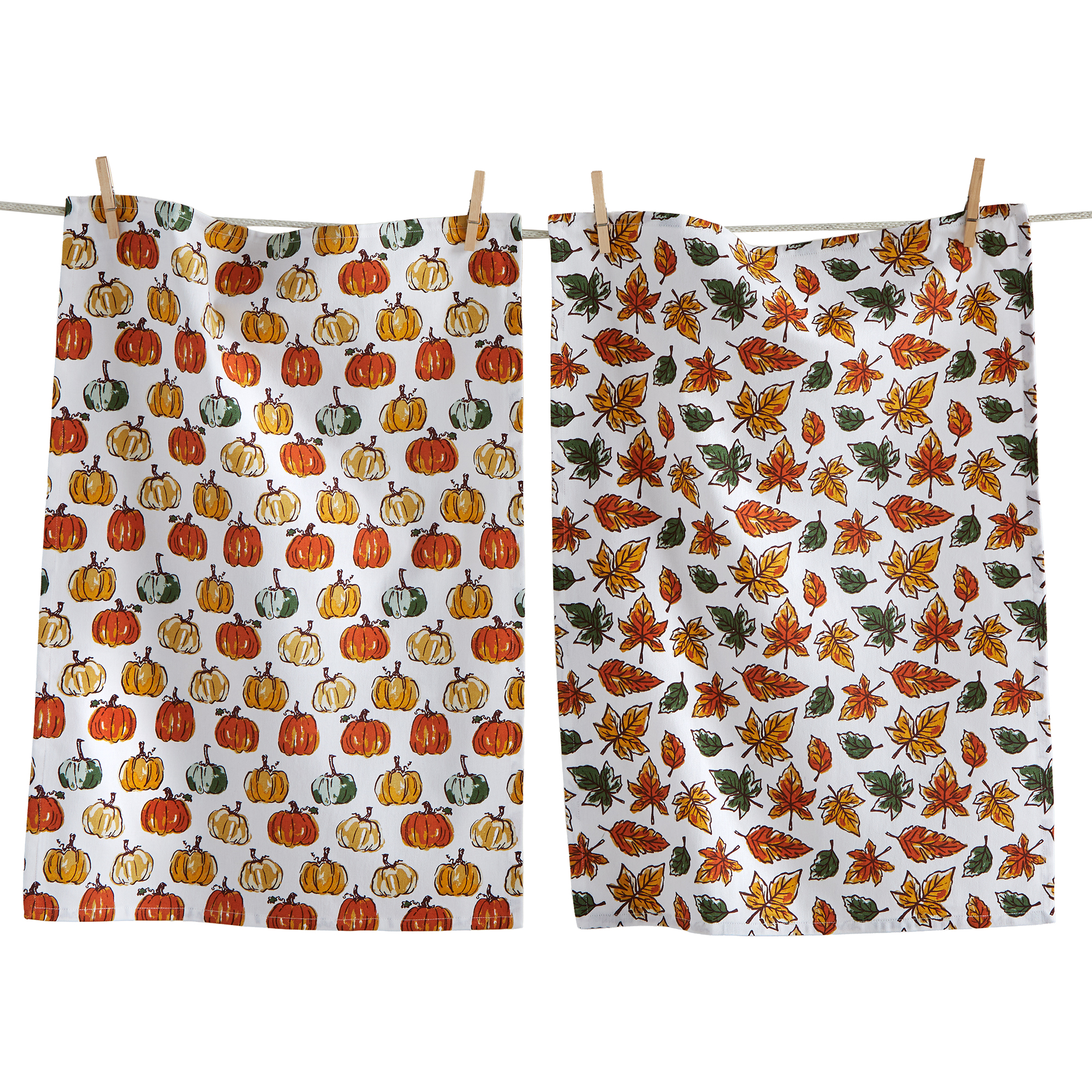 Picture of PUMPKIN AND LEAVES DISHTOWEL S/2
