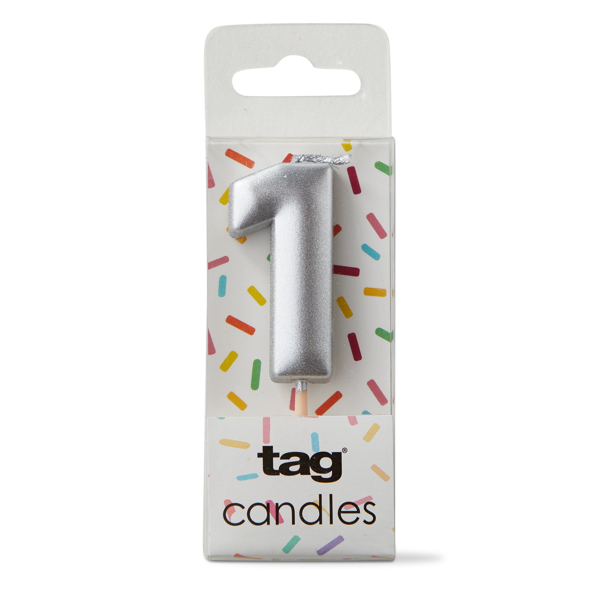 Picture of METALLIC DIGIT 1 CANDLE SILVER
