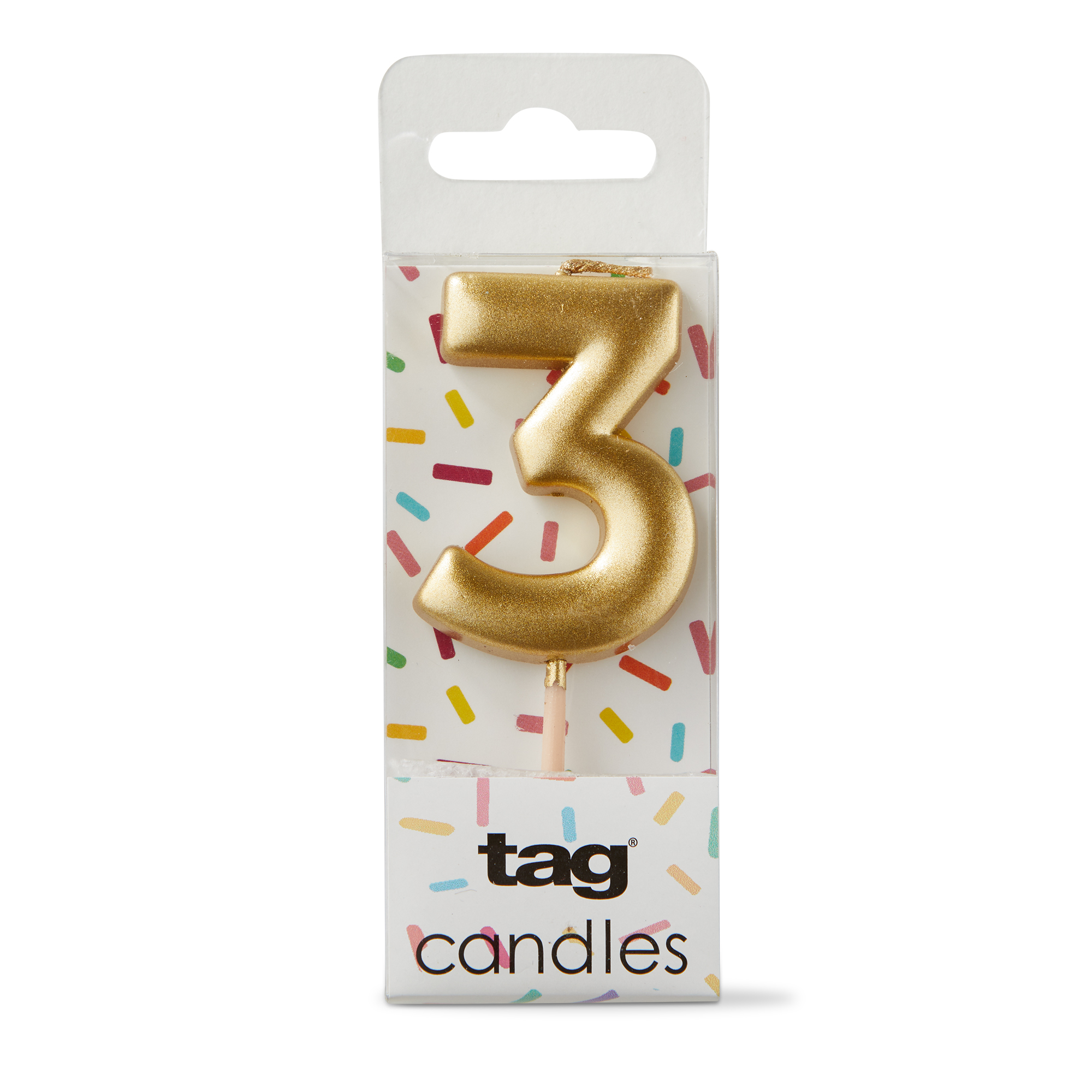Picture of METALLIC DIGIT 3 CANDLE GOLD