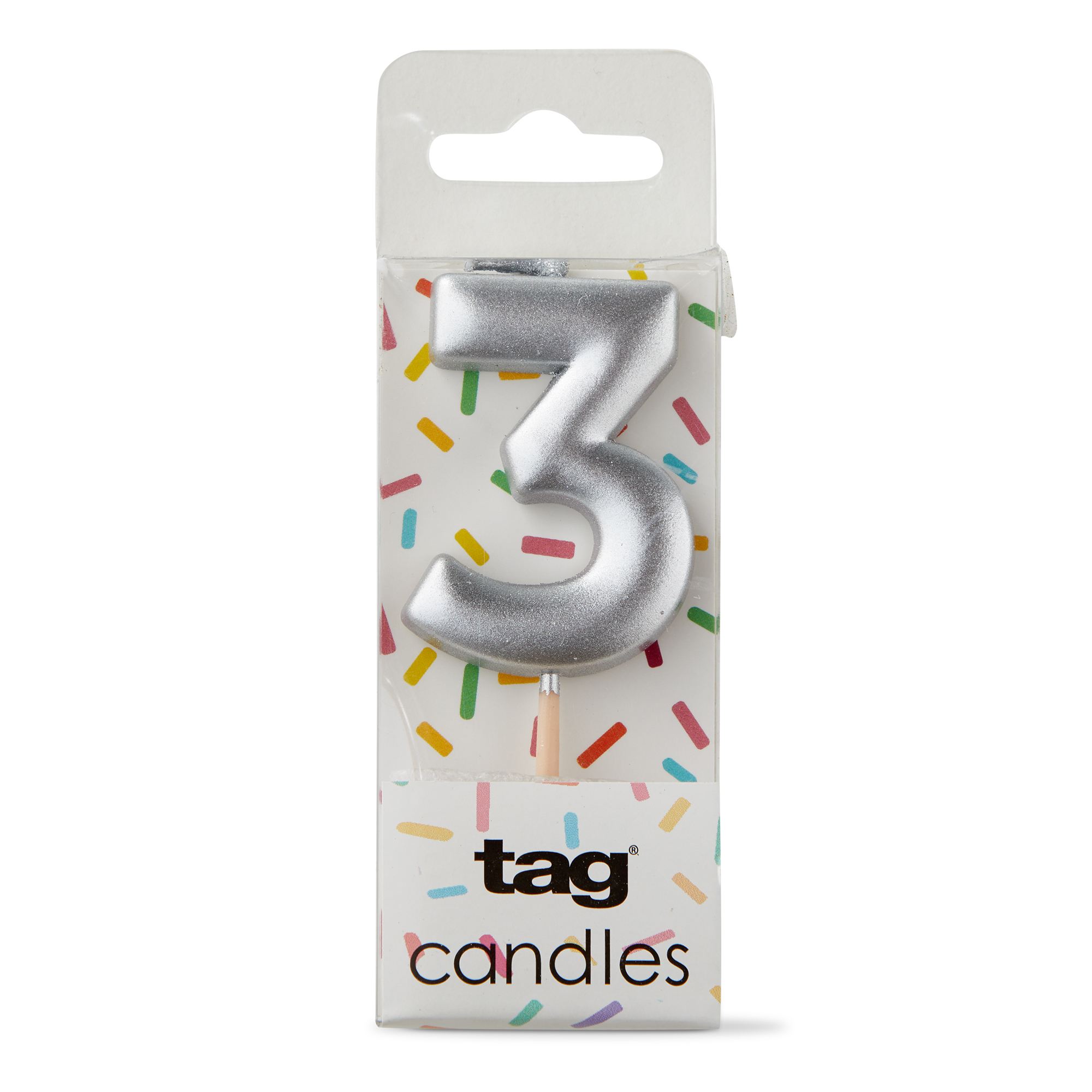 Picture of METALLIC DIGIT 3 CANDLE SILVER