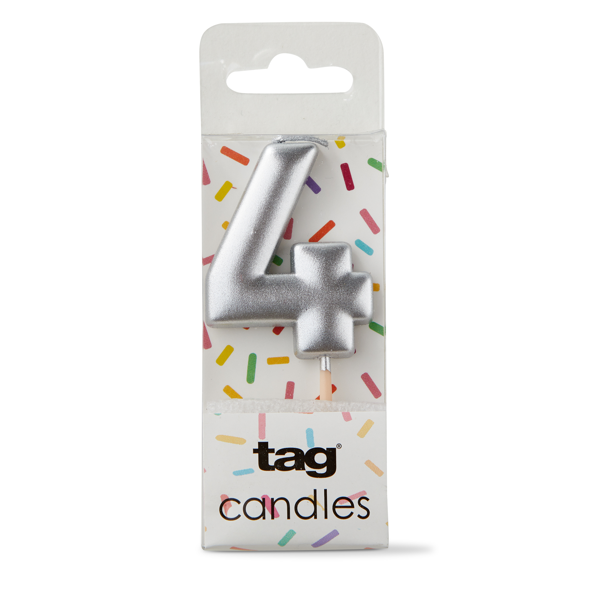 Picture of METALLIC DIGIT 4 CANDLE SILVER
