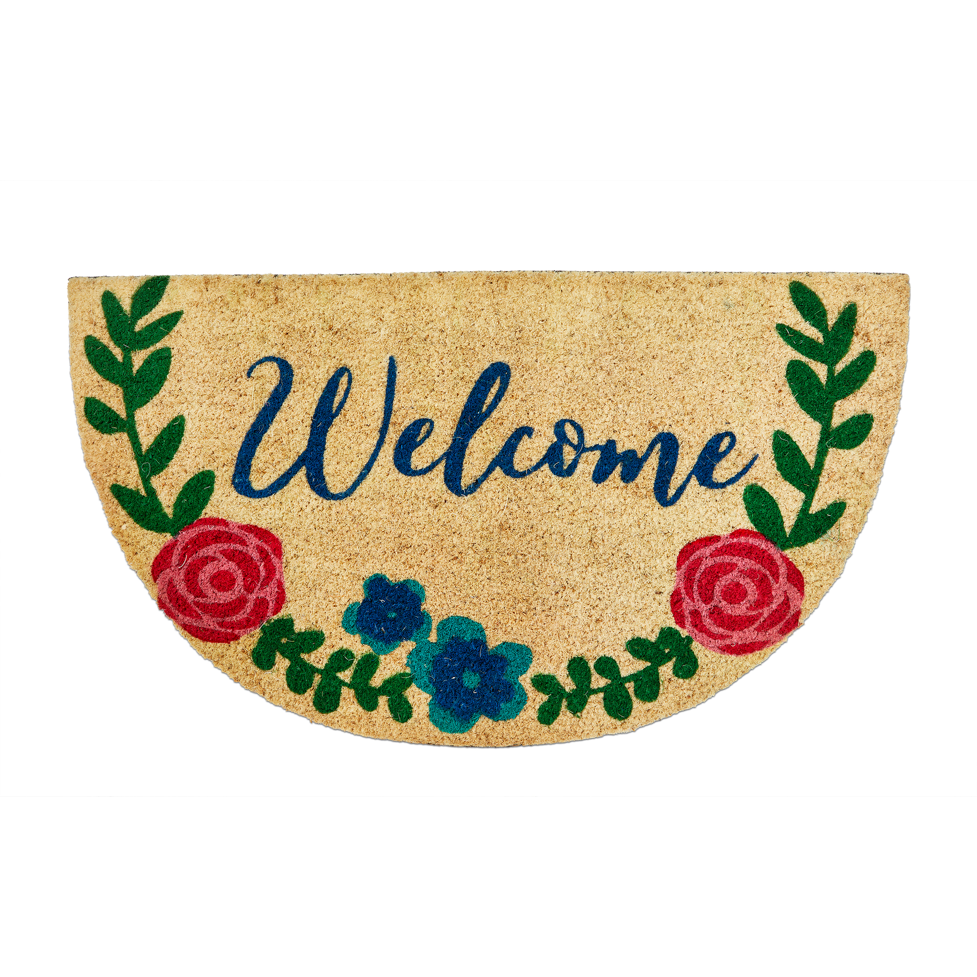 Picture of WELCOME FLOWER GARLAND NON-SLIP COIR MAT