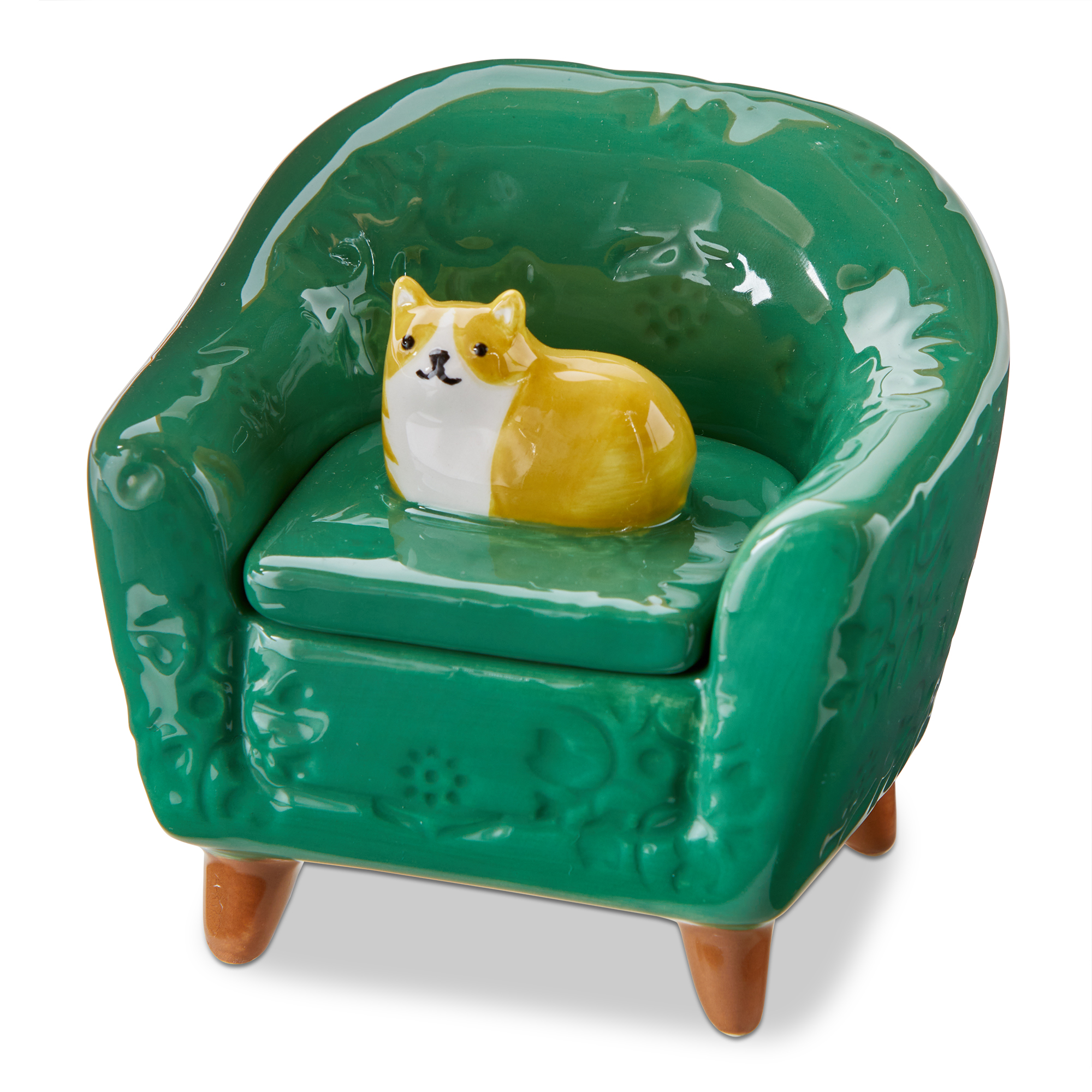 Picture of ORANGE CAT CHAIR LIDDED TRINKET BOX