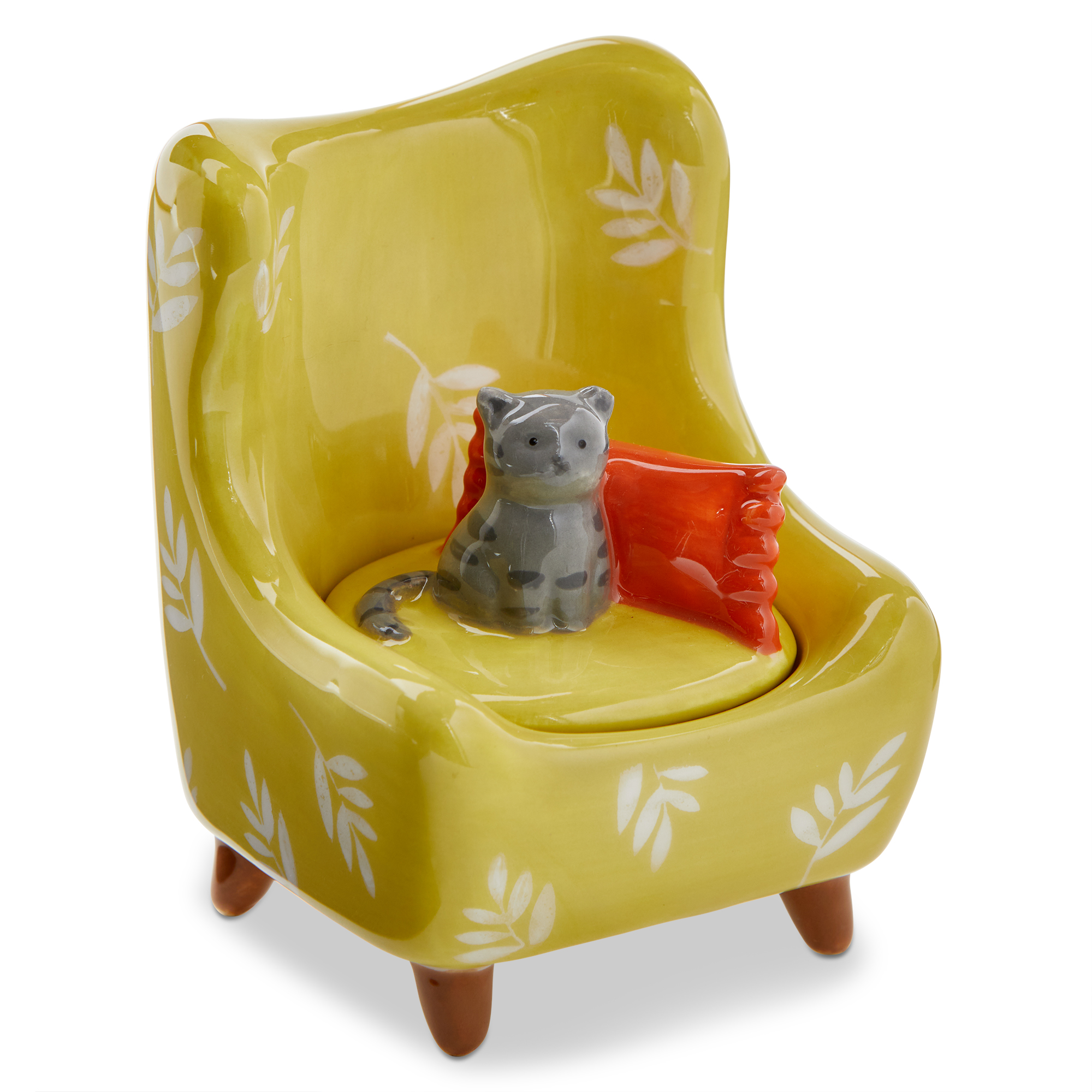Picture of GRAY CAT CHAIR LIDDED TRINKET BOX