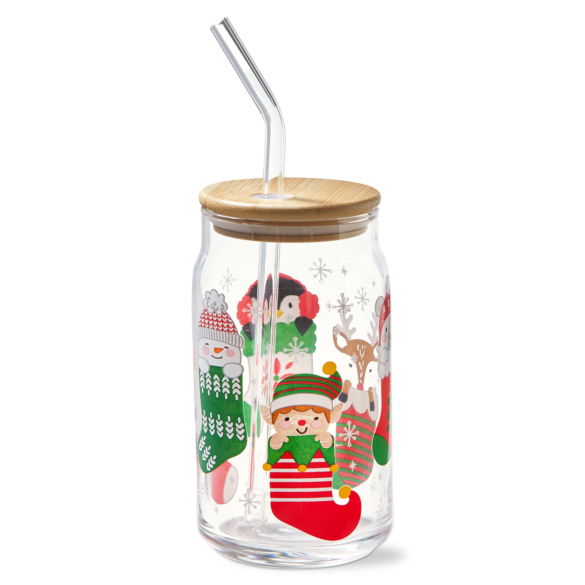 Picture of HOLIDAY CHEER LIDDED GLS TUMBLER W/STRAW