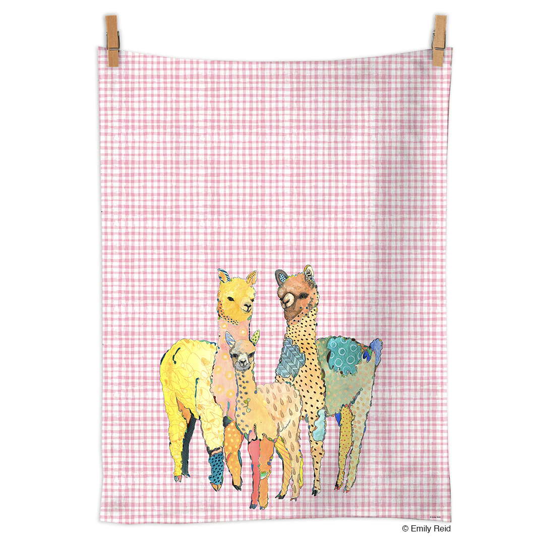 Picture of Llama Family 100% Cotton Tea Towel