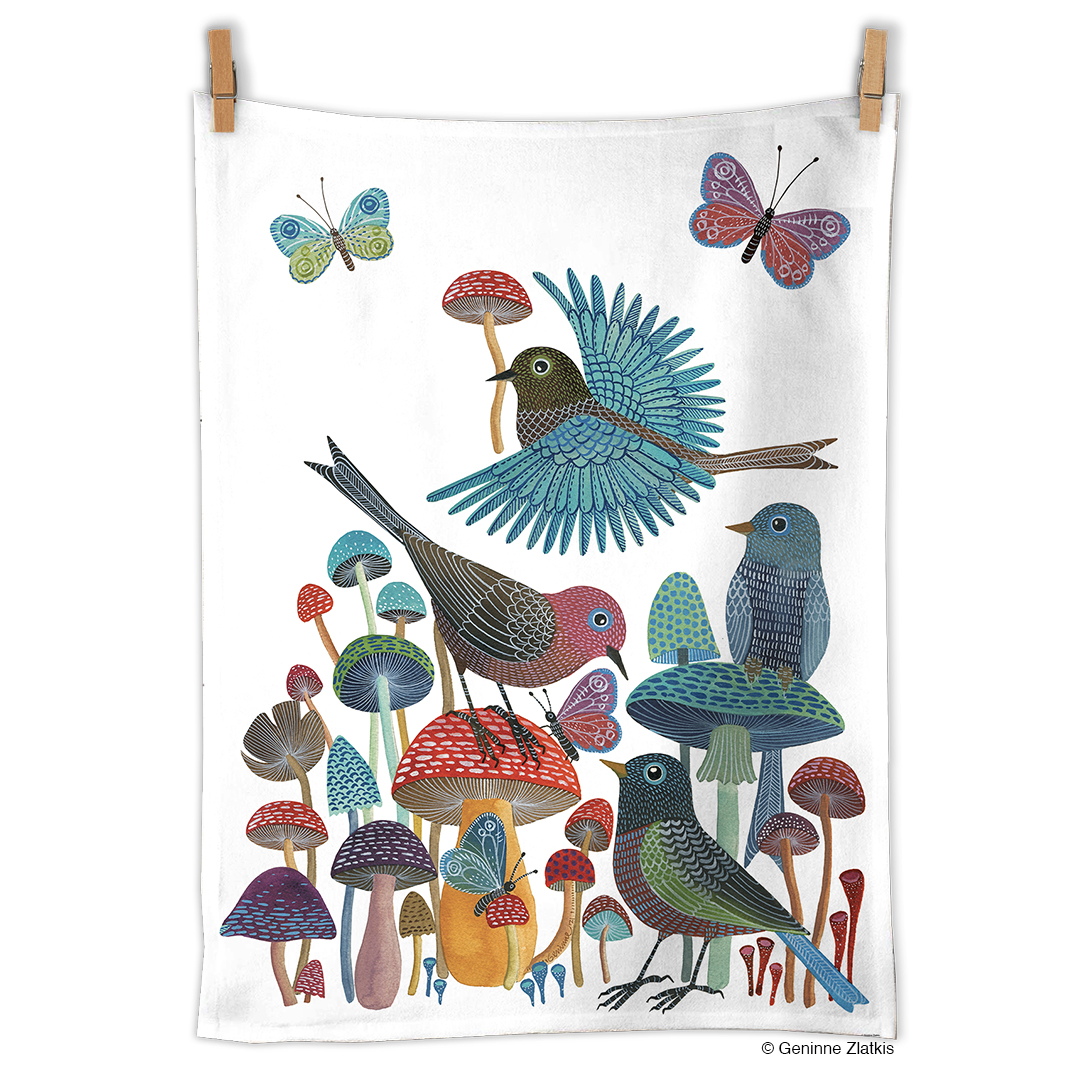 Picture of Mushroom Garden 100% Cotton Tea Towel