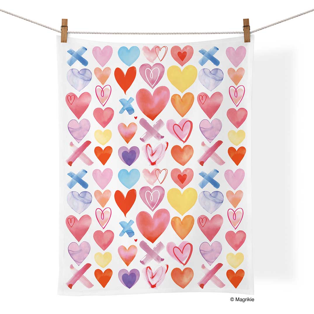 Picture of Extra Hearts 100% Cotton Tea Towel