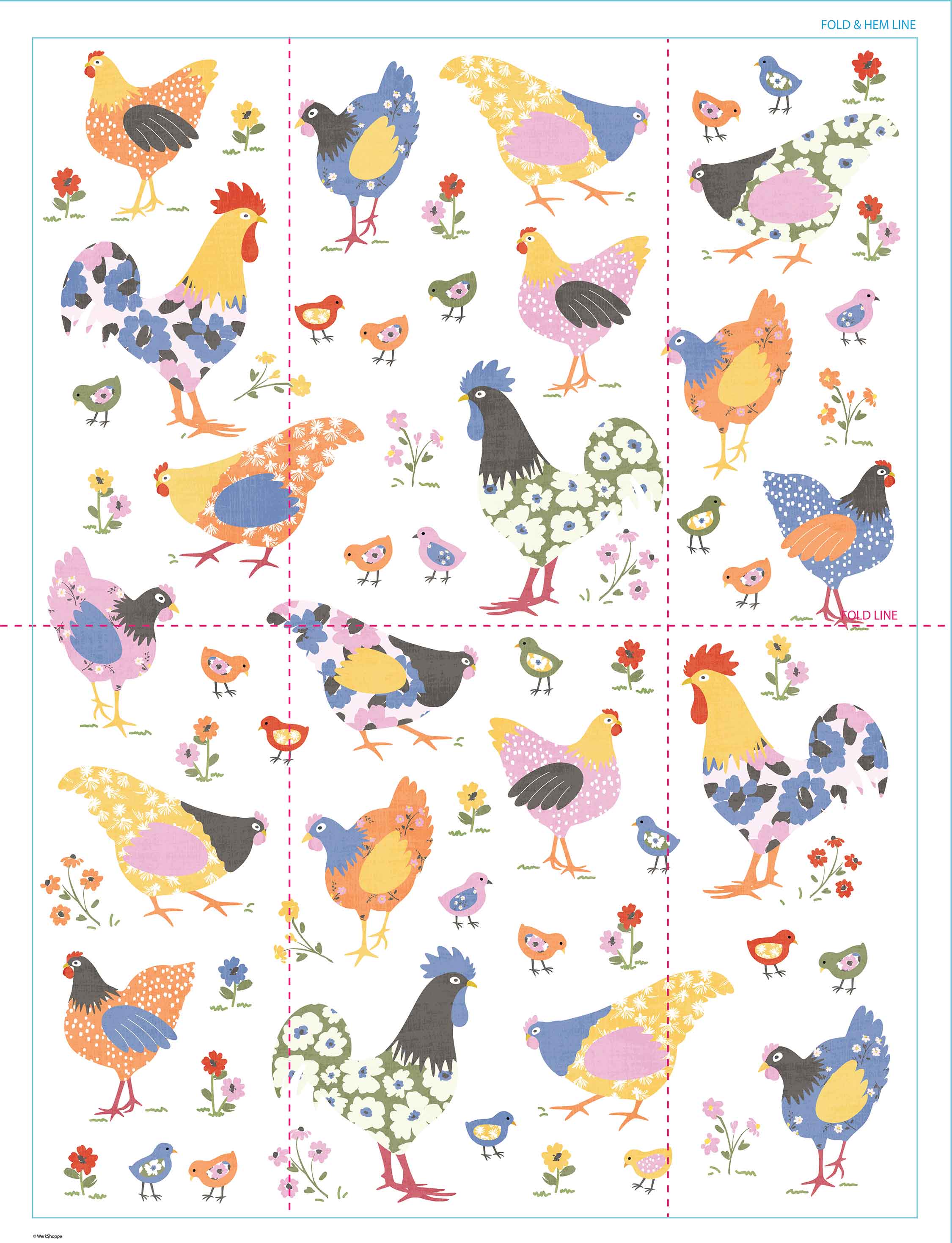 Picture of Hens & Chicks 100% Cotton Tea Towel