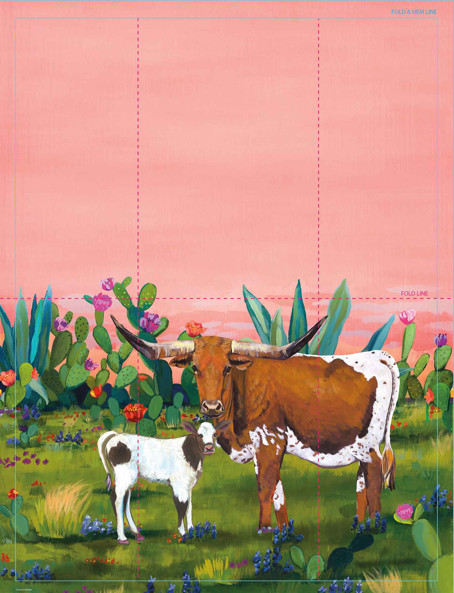 Picture of Longhorns 100% Cotton Tea Towel