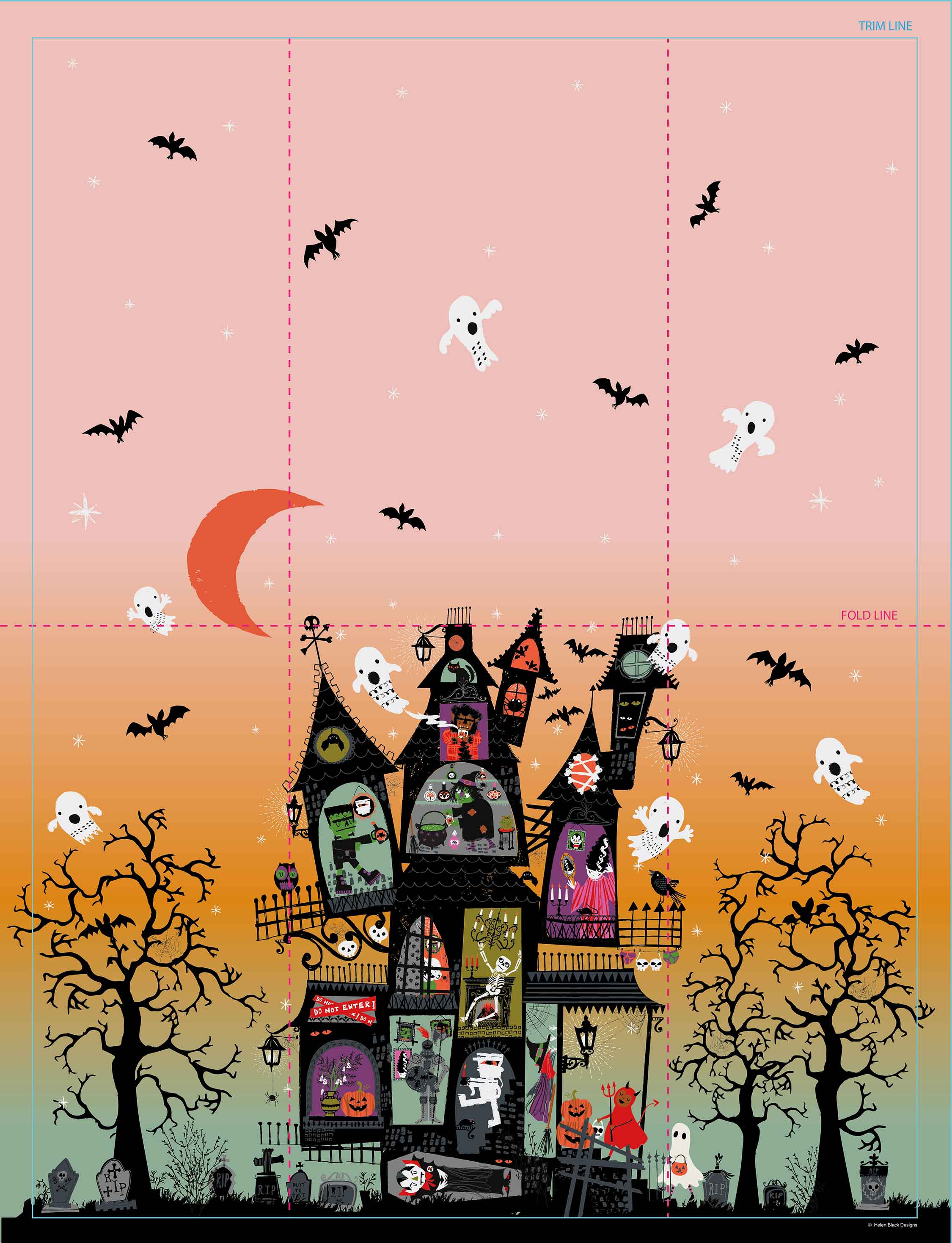 Picture of Haunted House 100% Cotton Tea Towel