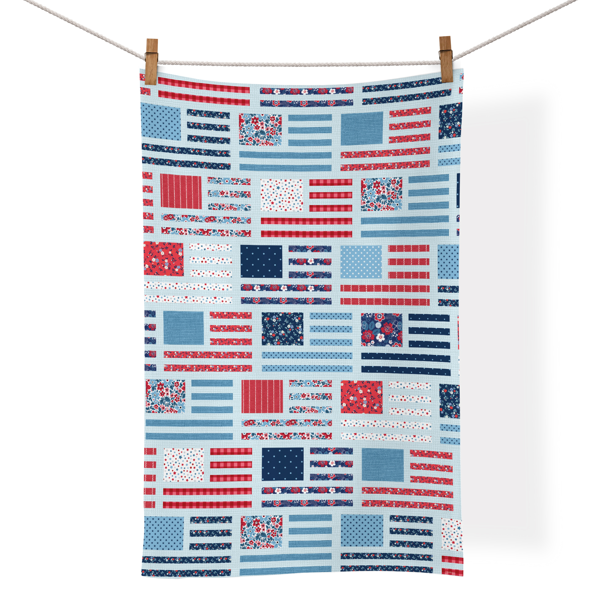 Picture of Stars, Stripes And Florals 100% Cotton Tea Towel