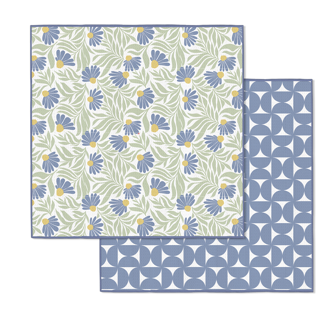 Picture of Blue Coneflower Dish Cloth Set
