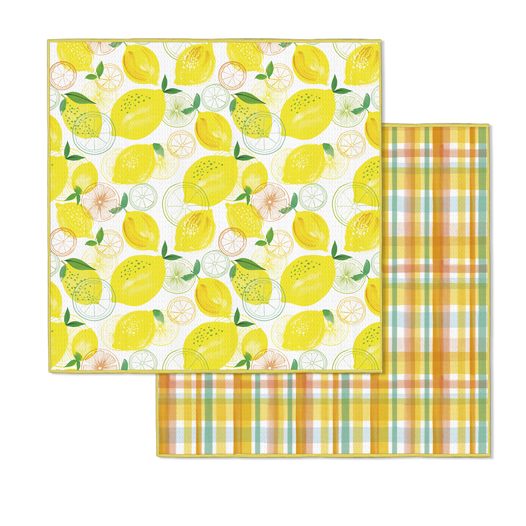 Picture of Lemon Plaid Dish Cloth Set
