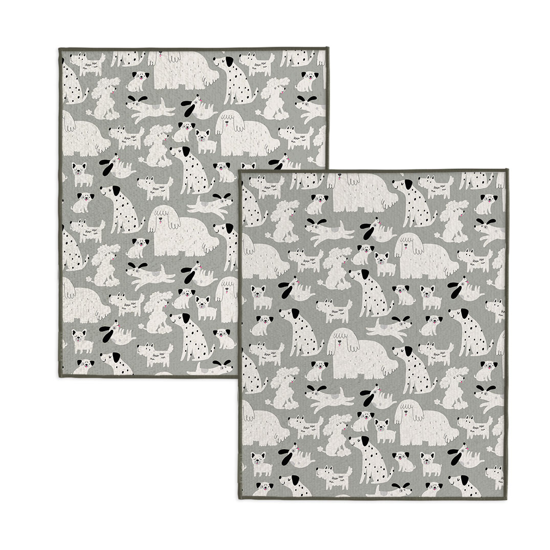 Picture of Pet Gray & Black Dogs Pet Drying Towel - S/2