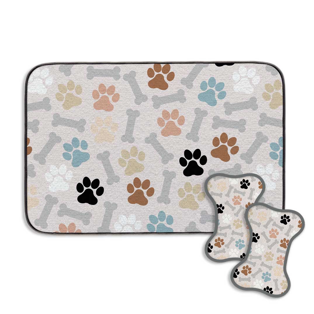 Picture of Pet Neutral DogPaws & Bone Bowl Mat & Scrubbie Set