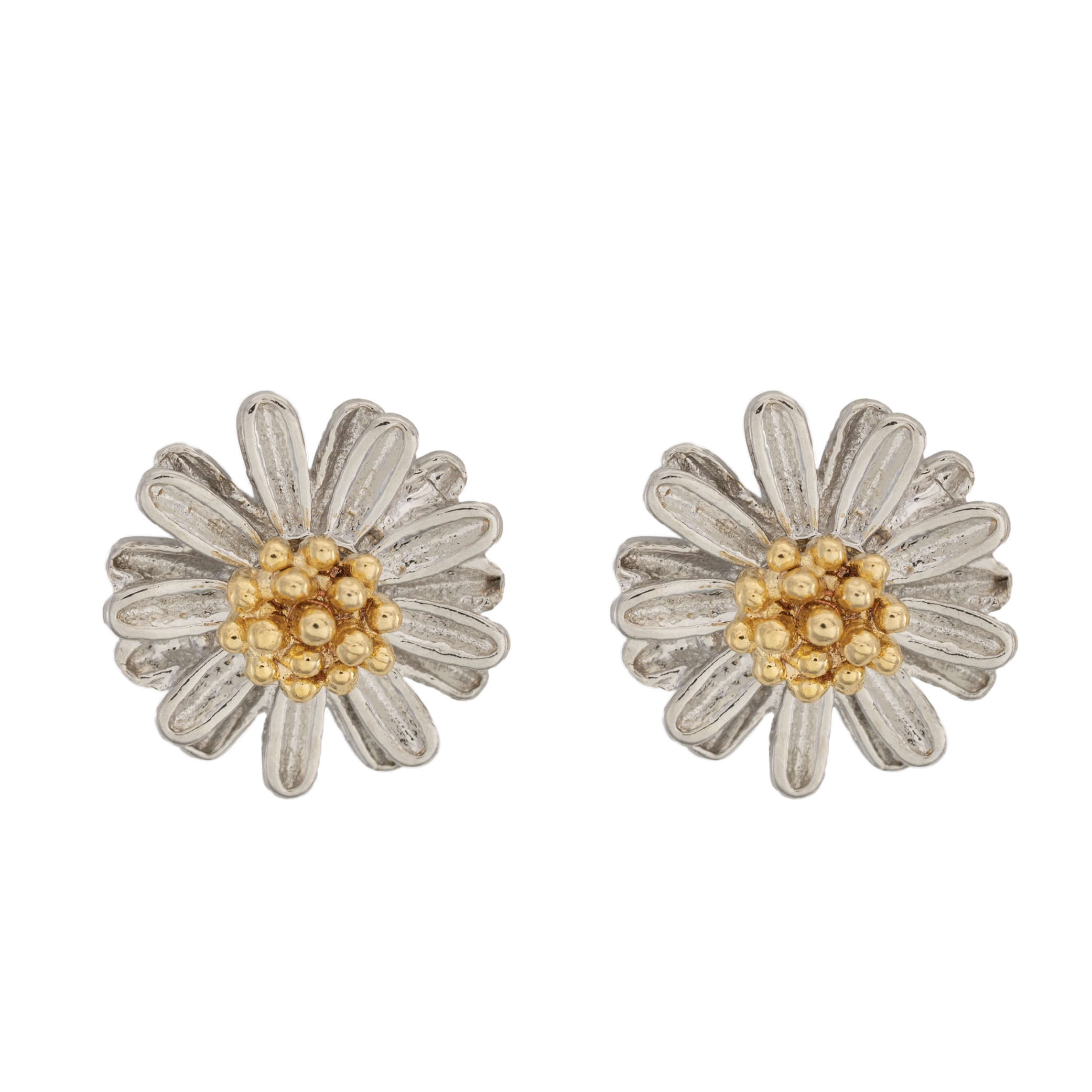 Picture of silver daisy dainty charm stud earrings