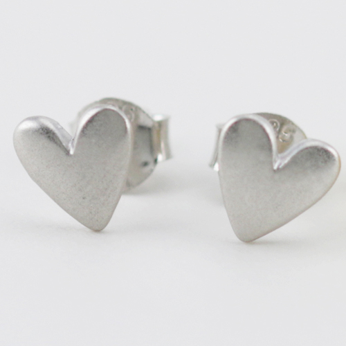 Picture of silver heart dainty charm stud earrings