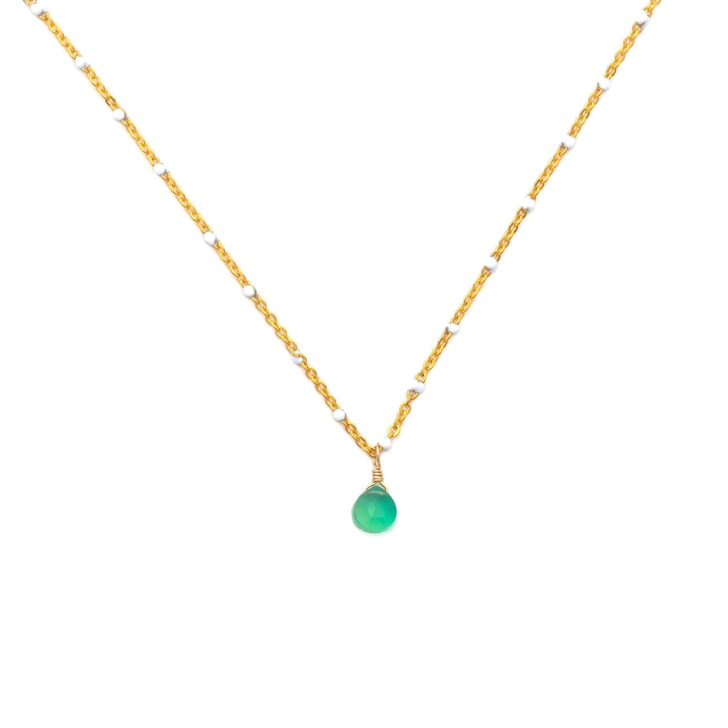 Picture of gold emerald mini enamel-chain necklace