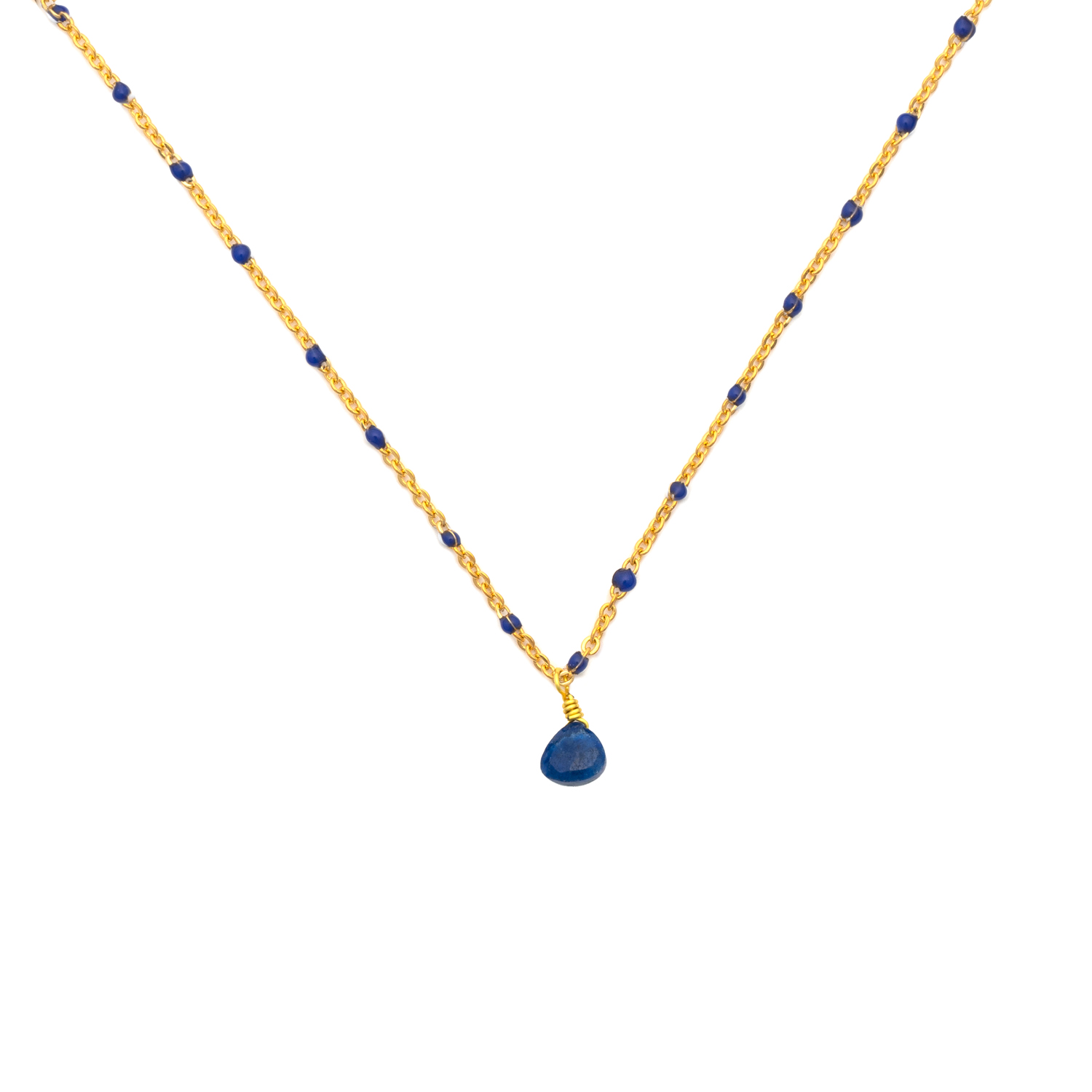 Picture of gold lapis mini enamel-chain necklace