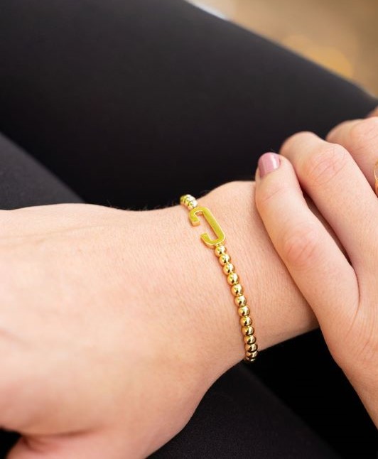Picture of beads on beads sideways initial bracelet - T