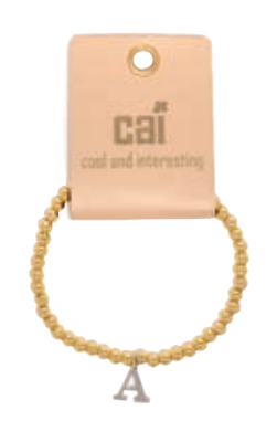 Picture of beads on beads silver two tone initial bracelet- A