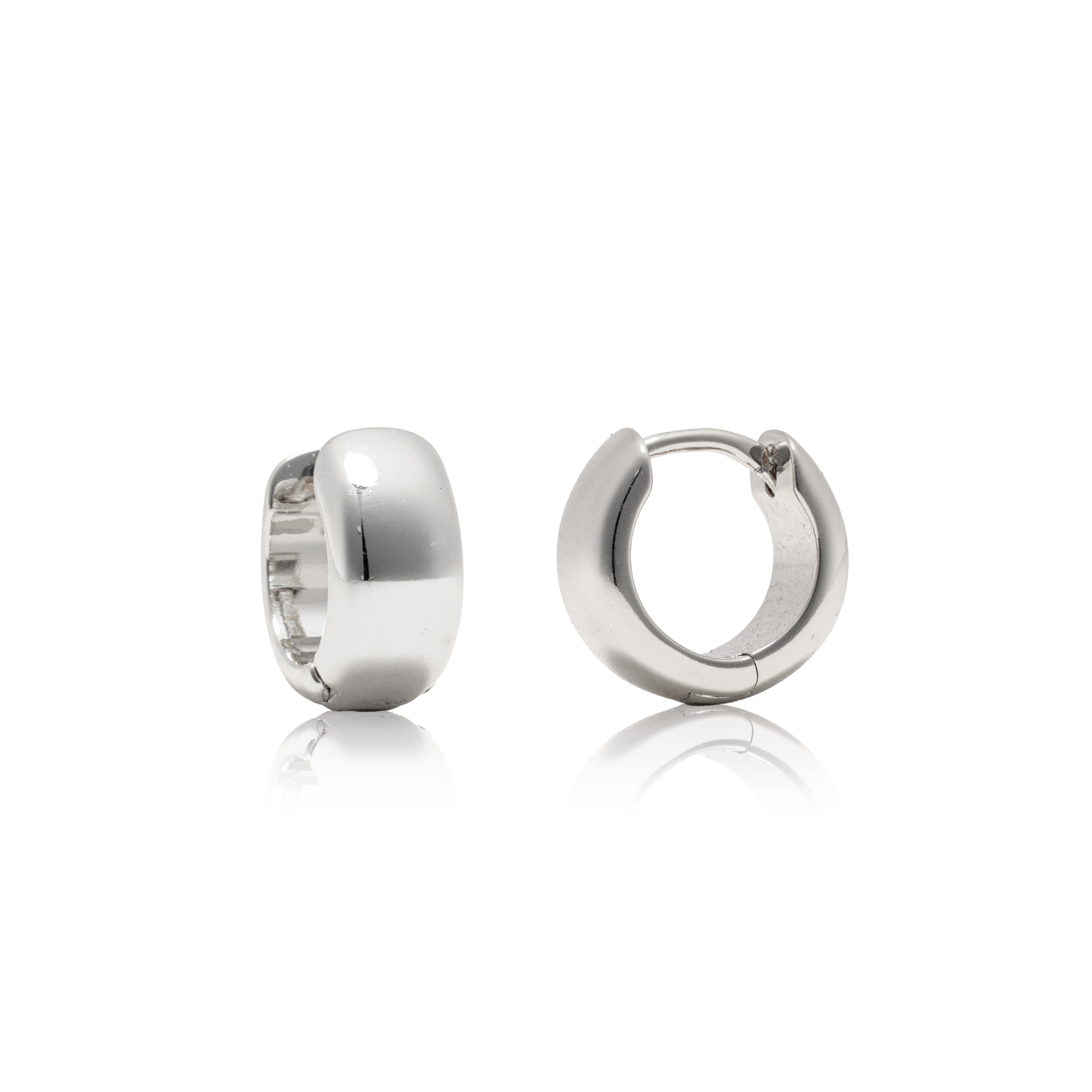 Picture of silver plain mini round huggie hoop earring