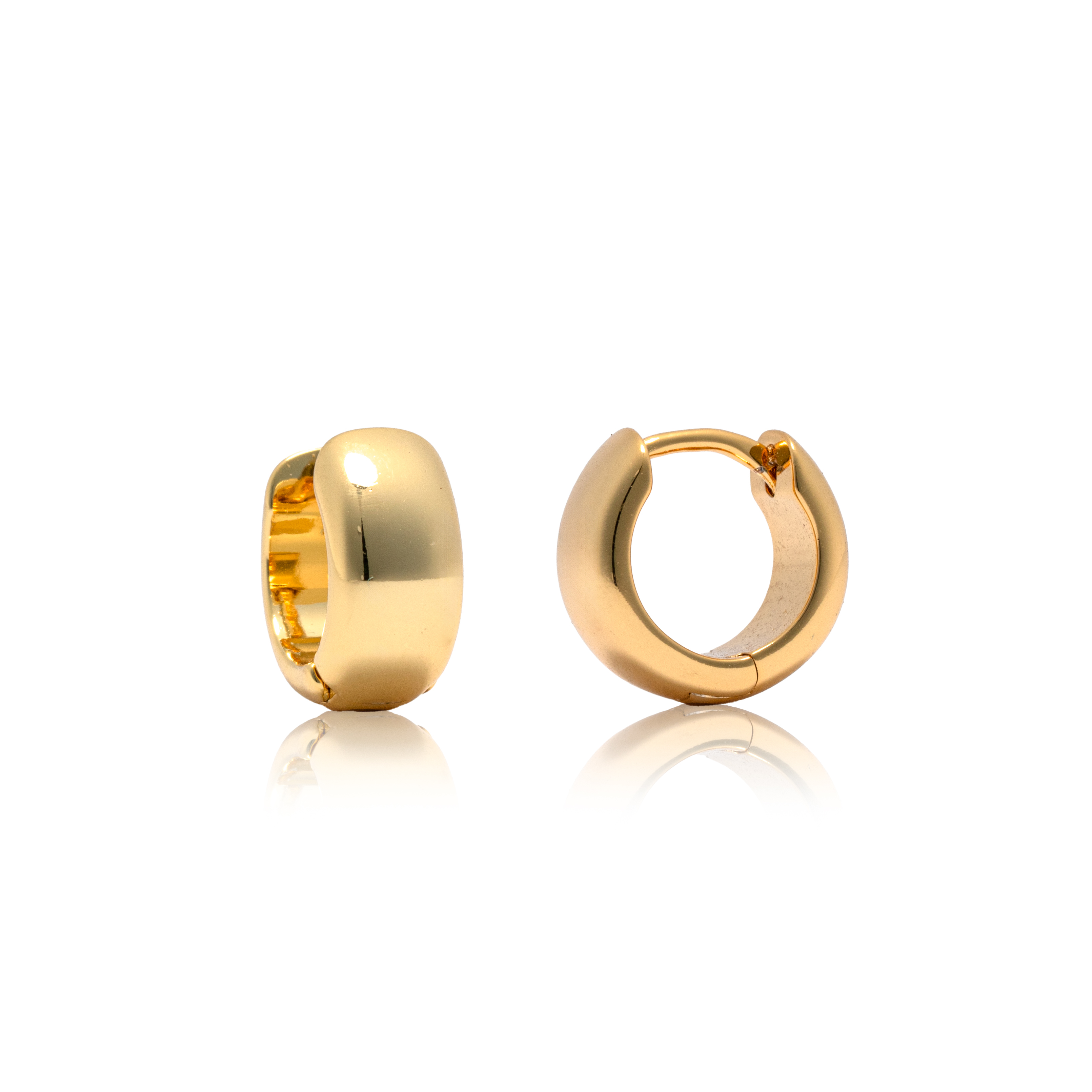 Picture of gold plain mini round huggie hoop earring