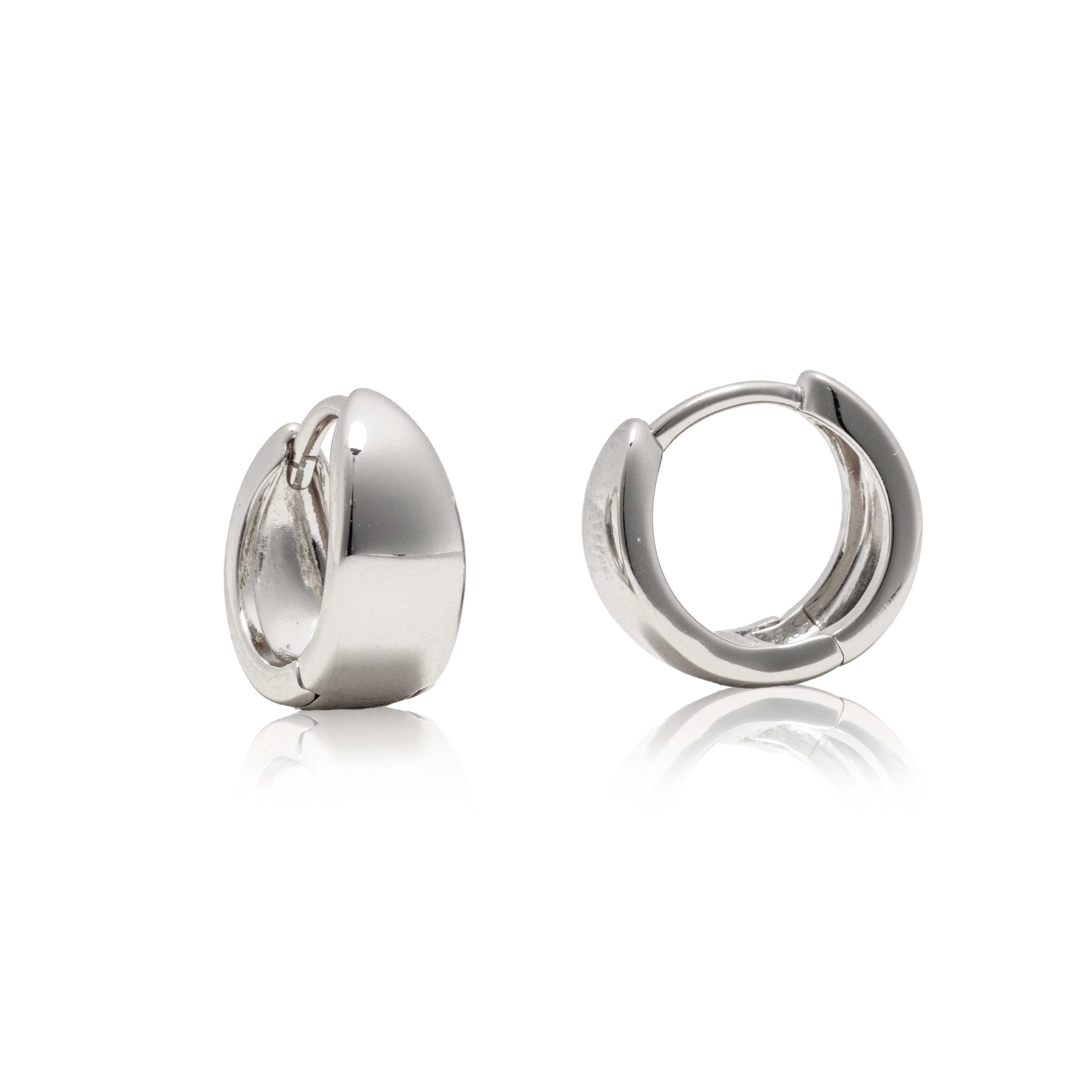 Picture of silver plain mini dome huggie hoop earring