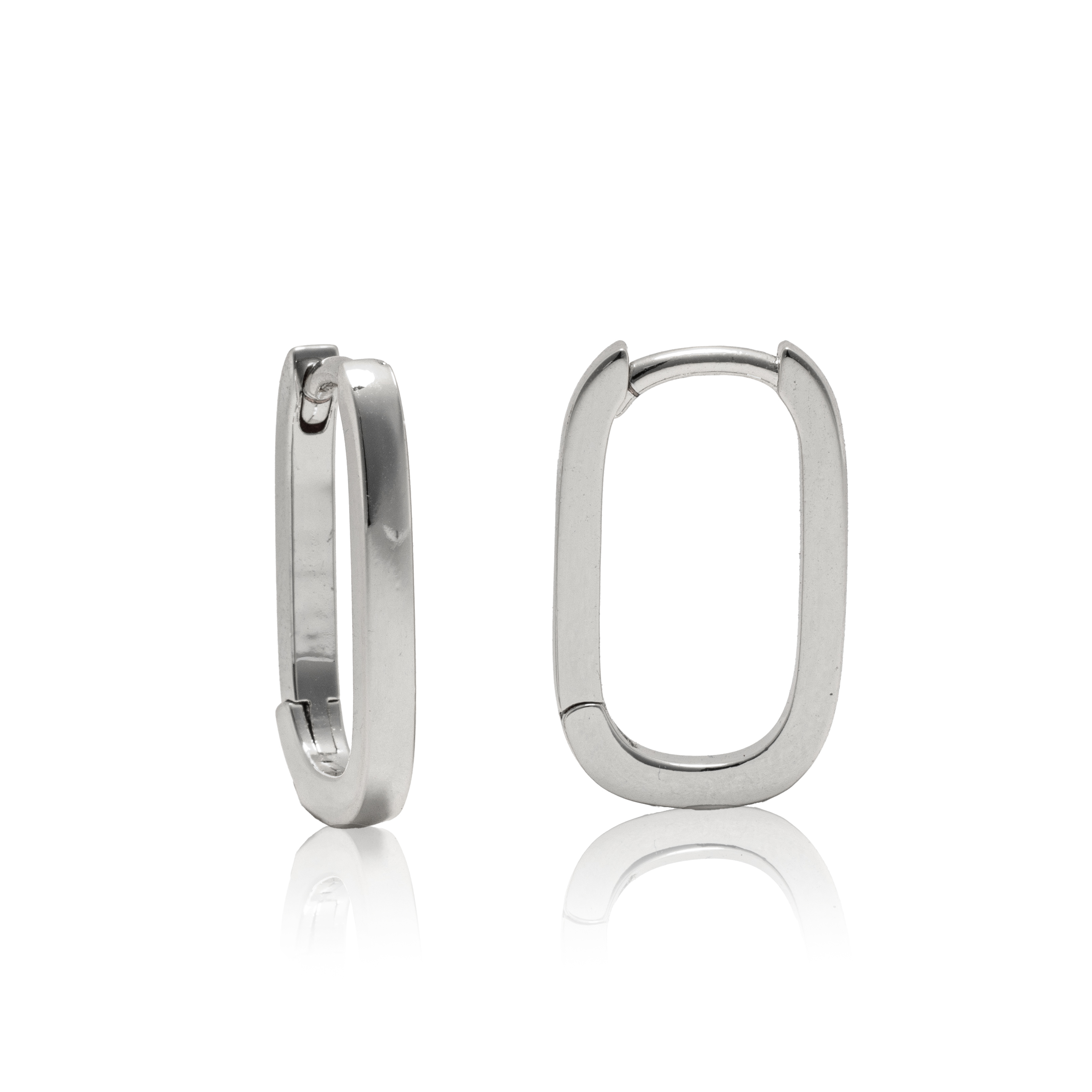 Picture of silver plain chunky oval huggie hoop earring