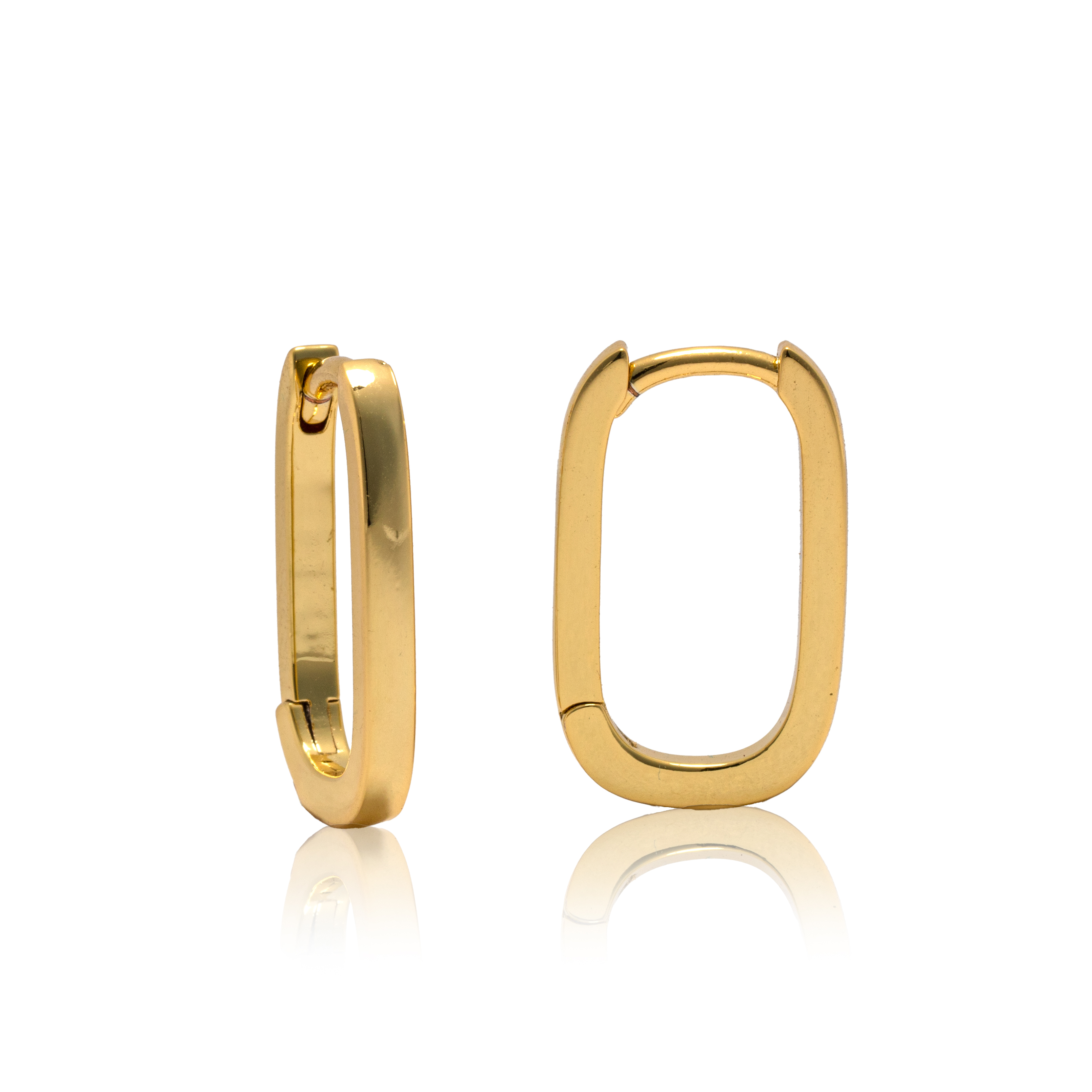 Picture of gold plain chunky oval huggie hoop earring