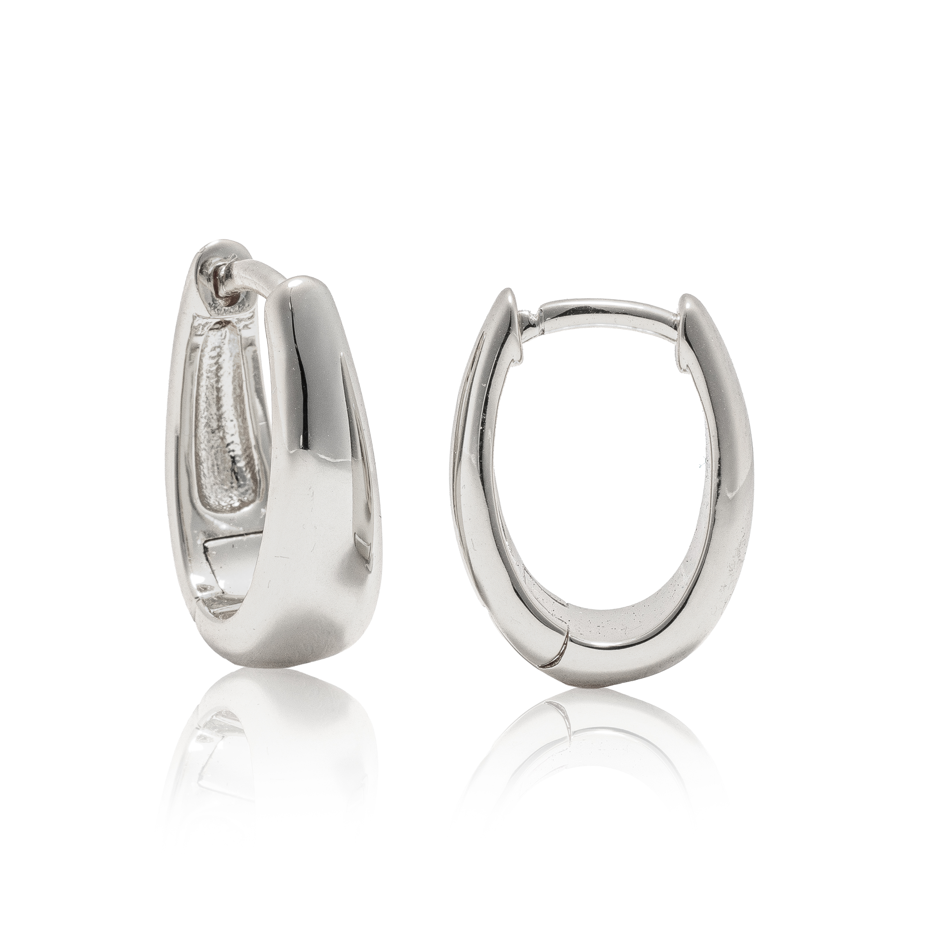 Picture of silver plain chunky teardrop huggie hoop earring