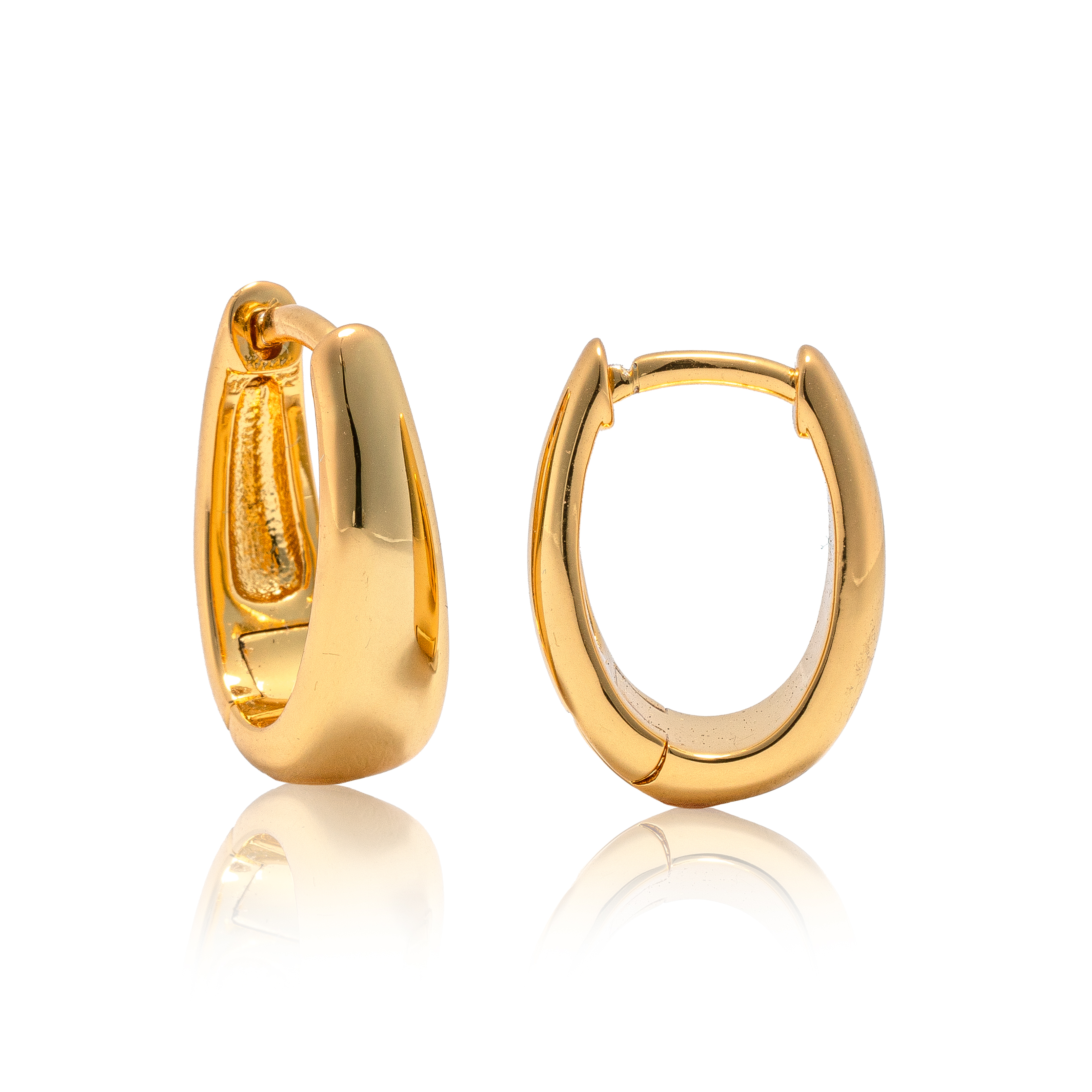 Picture of gold plain chunky teardrop huggie hoop earring