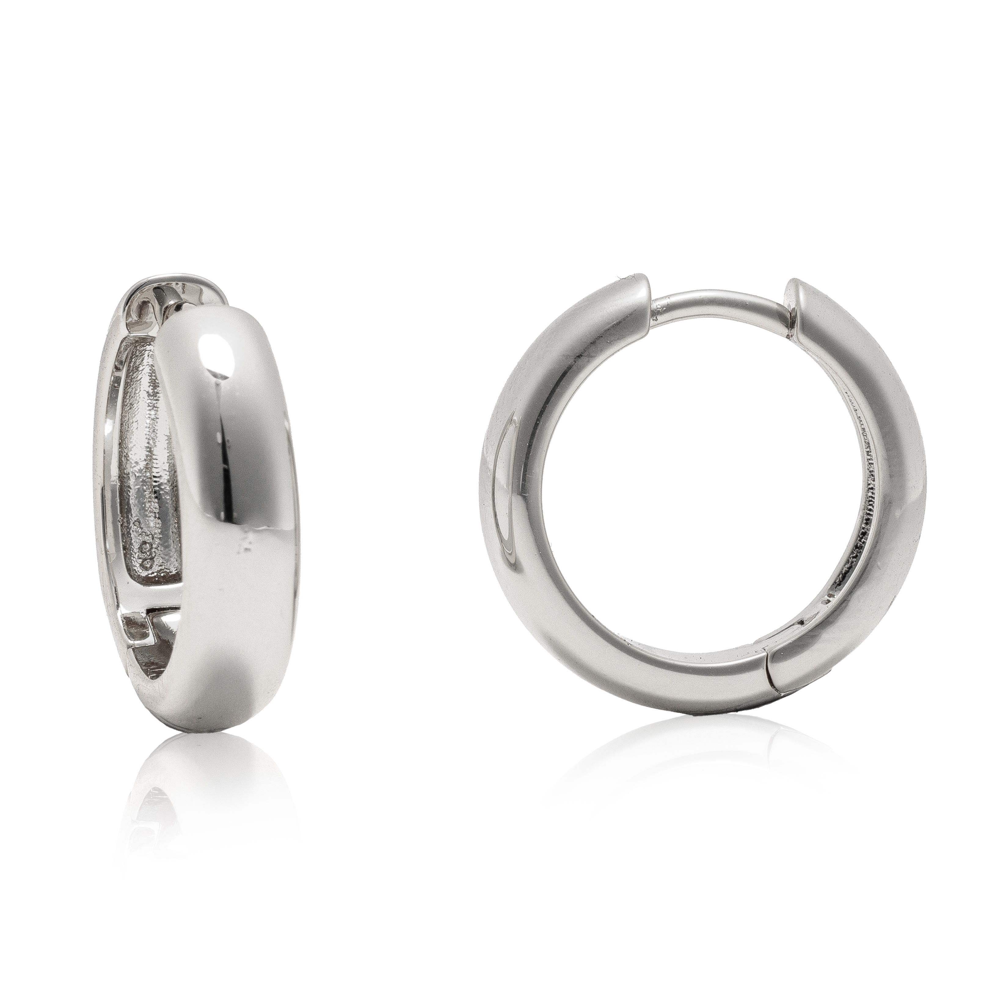 Picture of silver plain chunky round huggie hoop earring